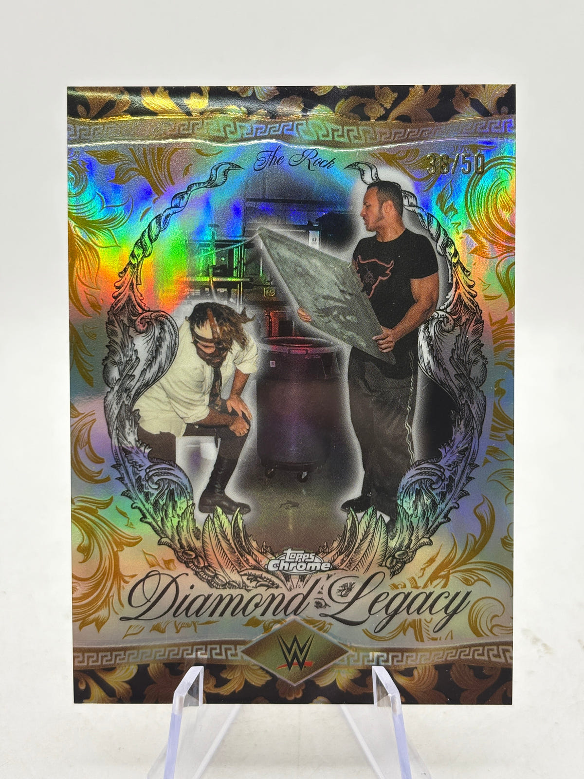 The Rock 2026 Topps Chrome WWE Diamond Legacy Gold Refractor /50 RDL-8 FRENLY BRICKS - Open 7 Days image 1