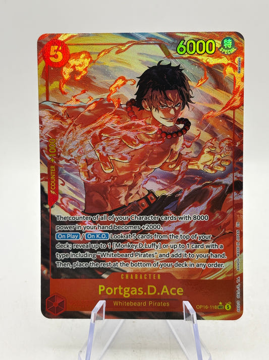 One Piece TCG OP16 - Portgas.D.Ace OP16-118 Sec* Alt Art NM