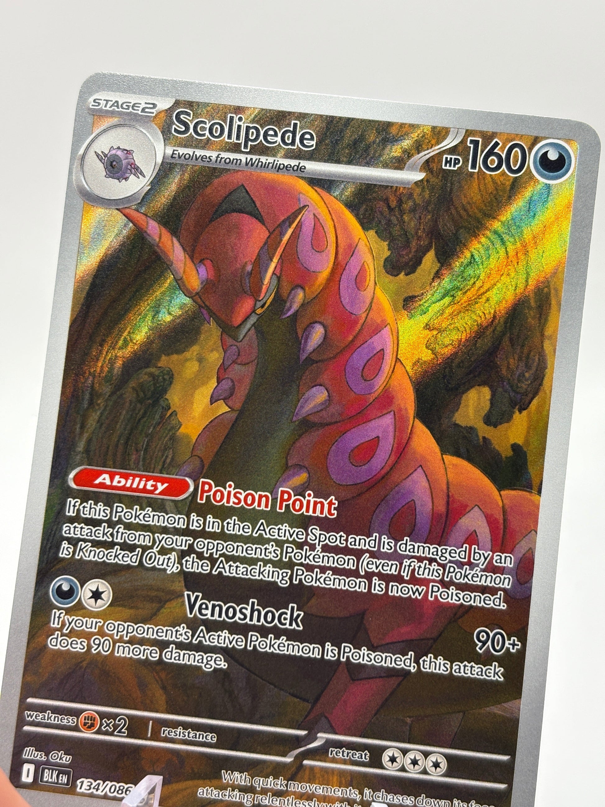 Pokemon TCG Black Bolt - Scolipede 134/086 Illustration Rare NM FRENLY BRICKS - Open 7 Days