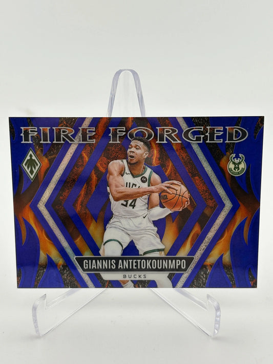 2023-24 Panini Phoenix Giannis Antetokounmpo Fire Forged Insert Blue /25 Bucks FRENLY BRICKS - Open 7 Days
