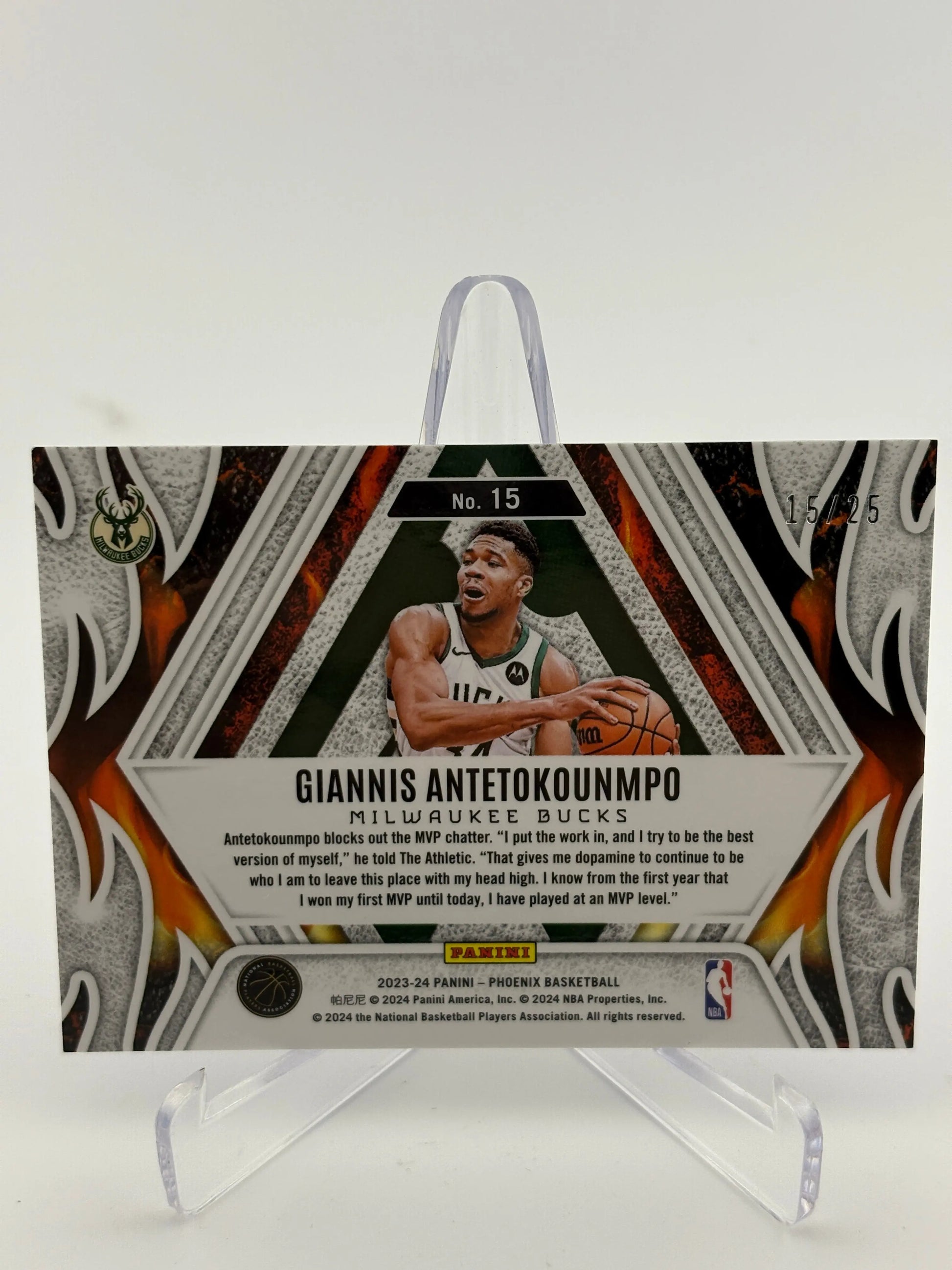 2023-24 Panini Phoenix Giannis Antetokounmpo Fire Forged Insert Blue /25 Bucks FRENLY BRICKS - Open 7 Days
