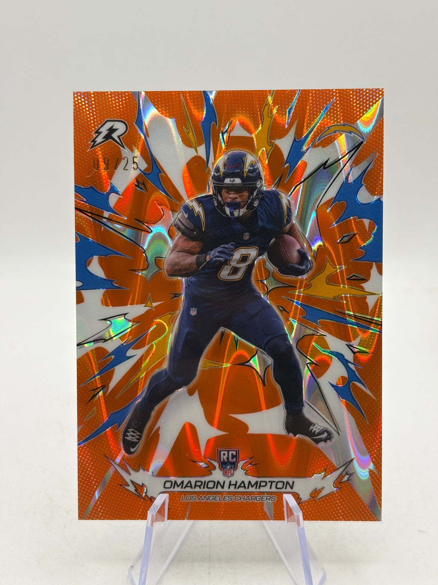 Topps 2025 Omarion Hampton Los Angeles Chargers #150 RC  /25 Ray Wave