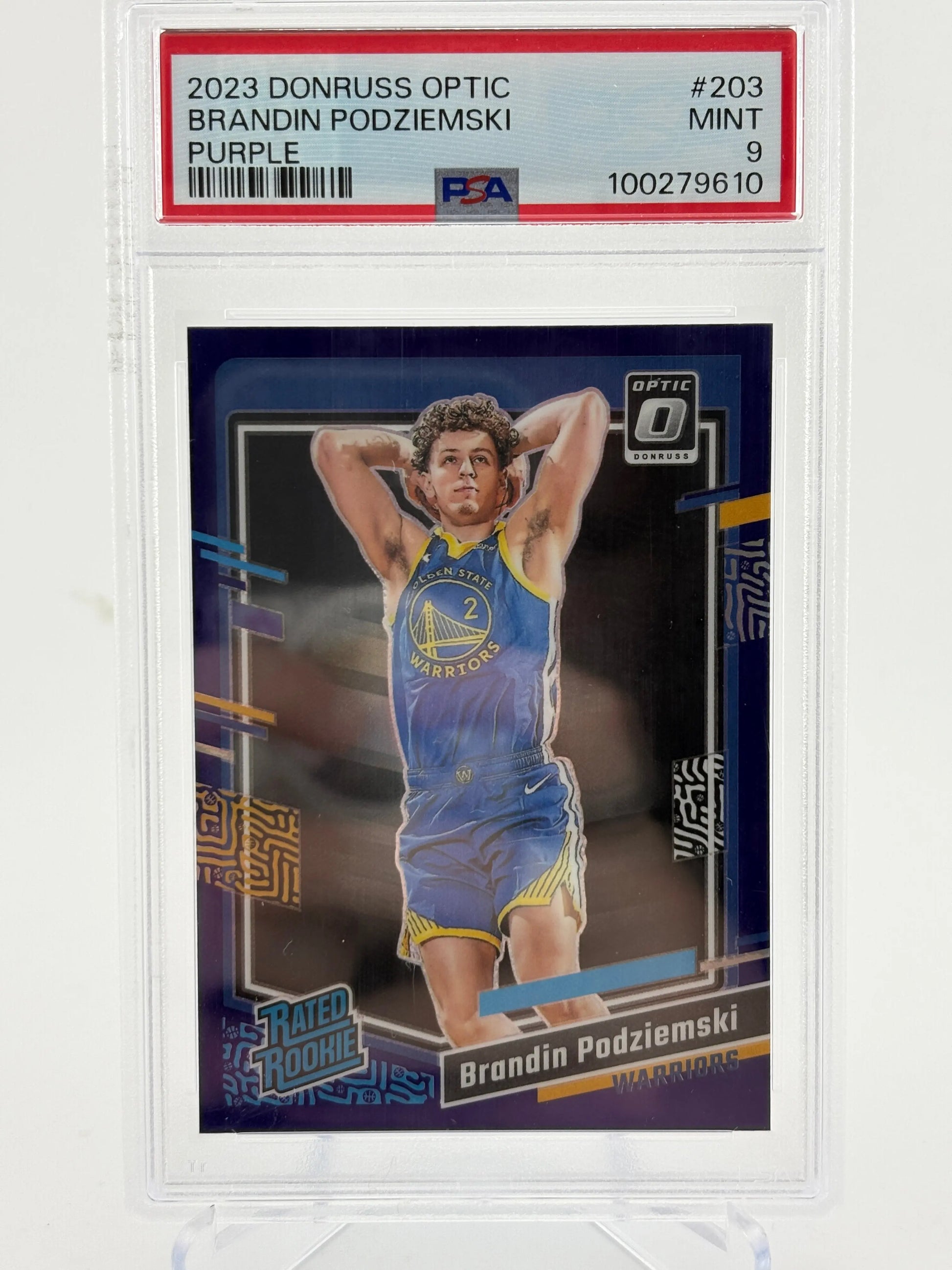 2023 Donruss Optic Brandin Podziemski Purple PSA 9 MINT FRENLY BRICKS - Open 7 Days