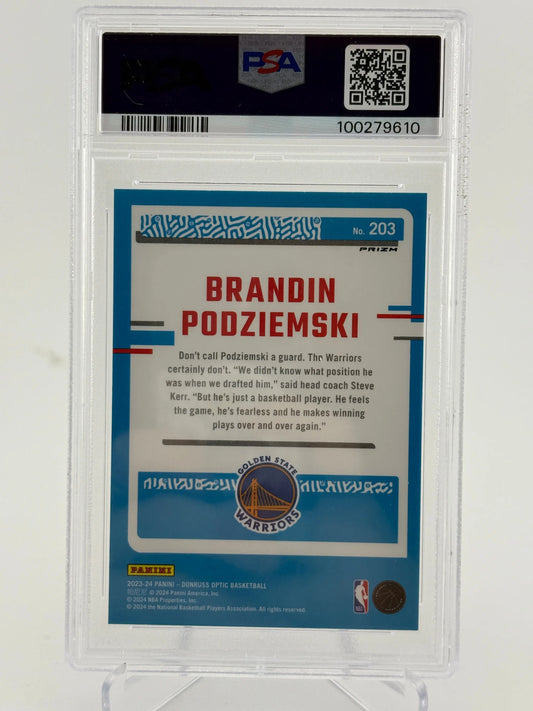 2023 Donruss Optic Brandin Podziemski Purple PSA 9 MINT FRENLY BRICKS - Open 7 Days