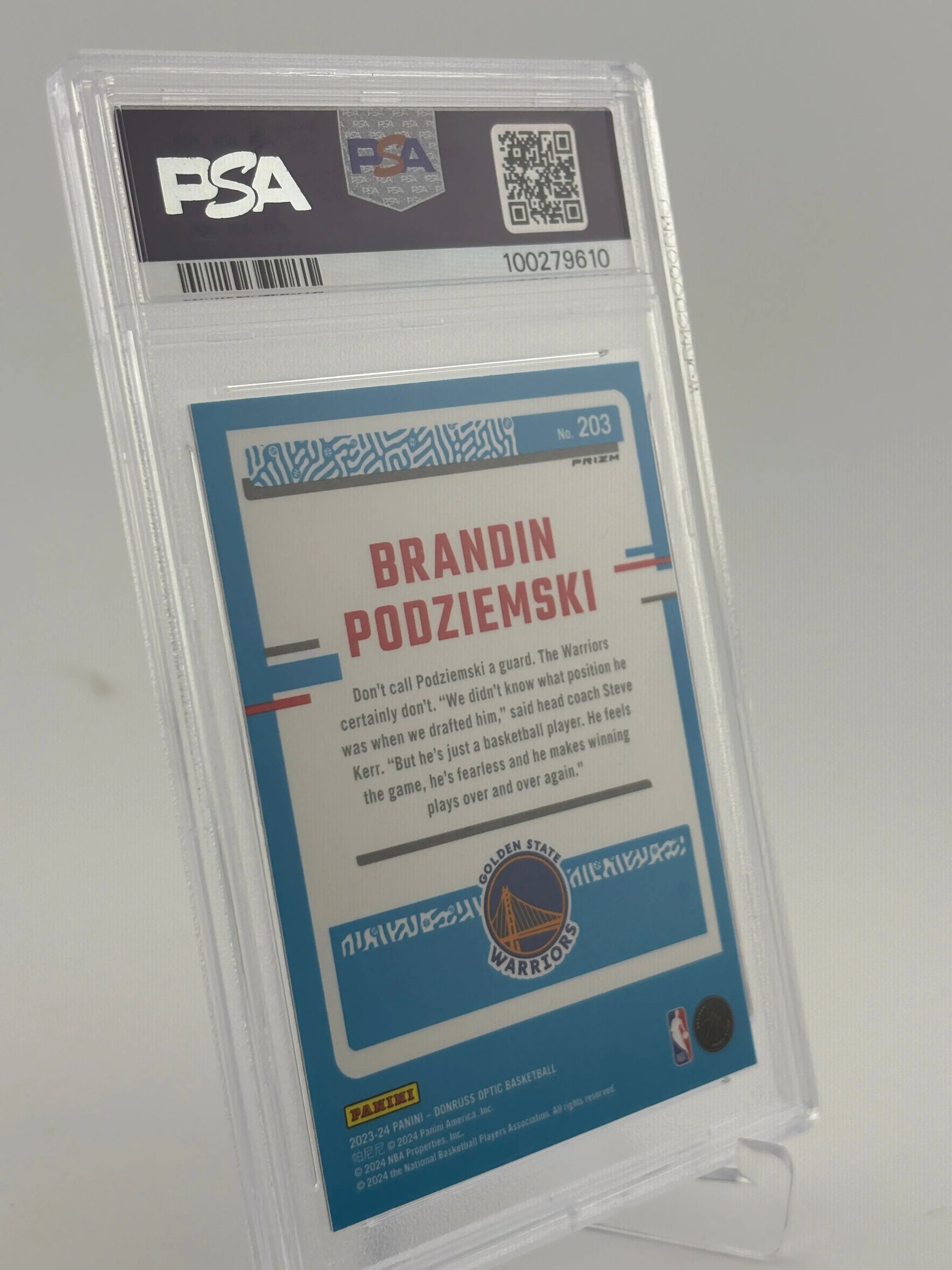 2023 Donruss Optic Brandin Podziemski Purple PSA 9 MINT FRENLY BRICKS - Open 7 Days