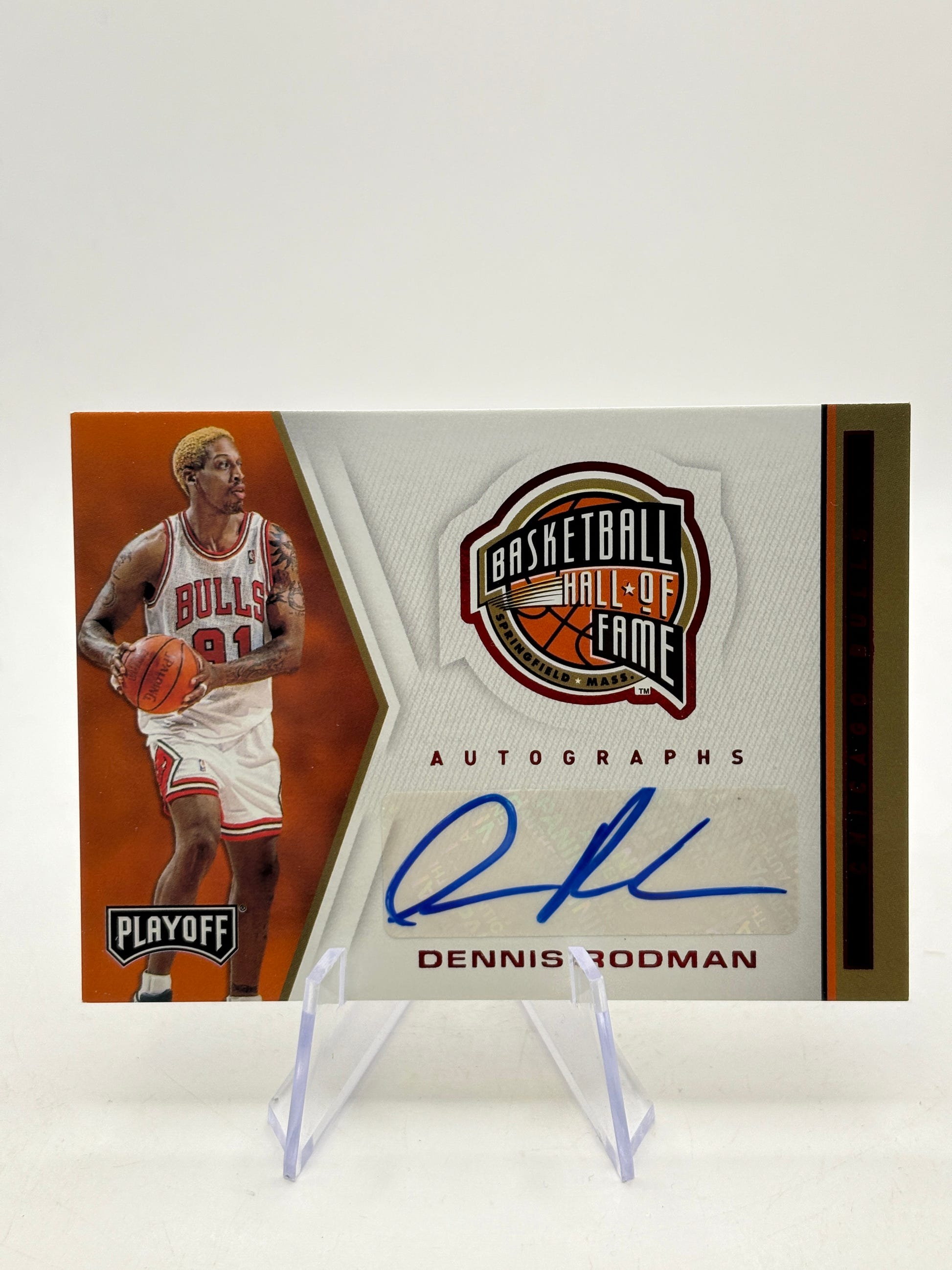 2019-20 Panini Chronicles Playoff Basketball HF-DRO Dennis Rodman Auto image 1