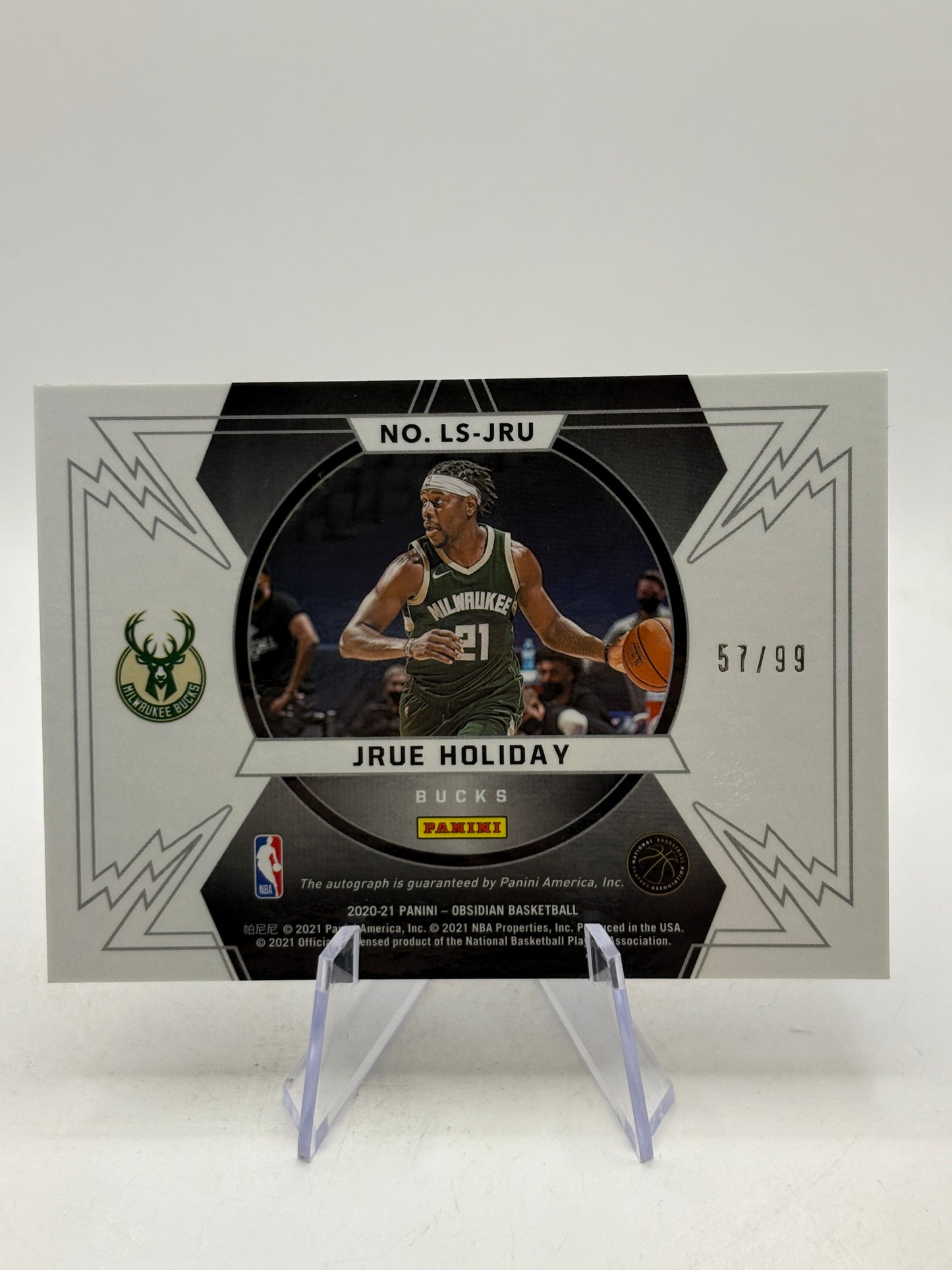 2020-21 Panini Obsidian Basketball LS-JRU Jrue Holiday Auto /99