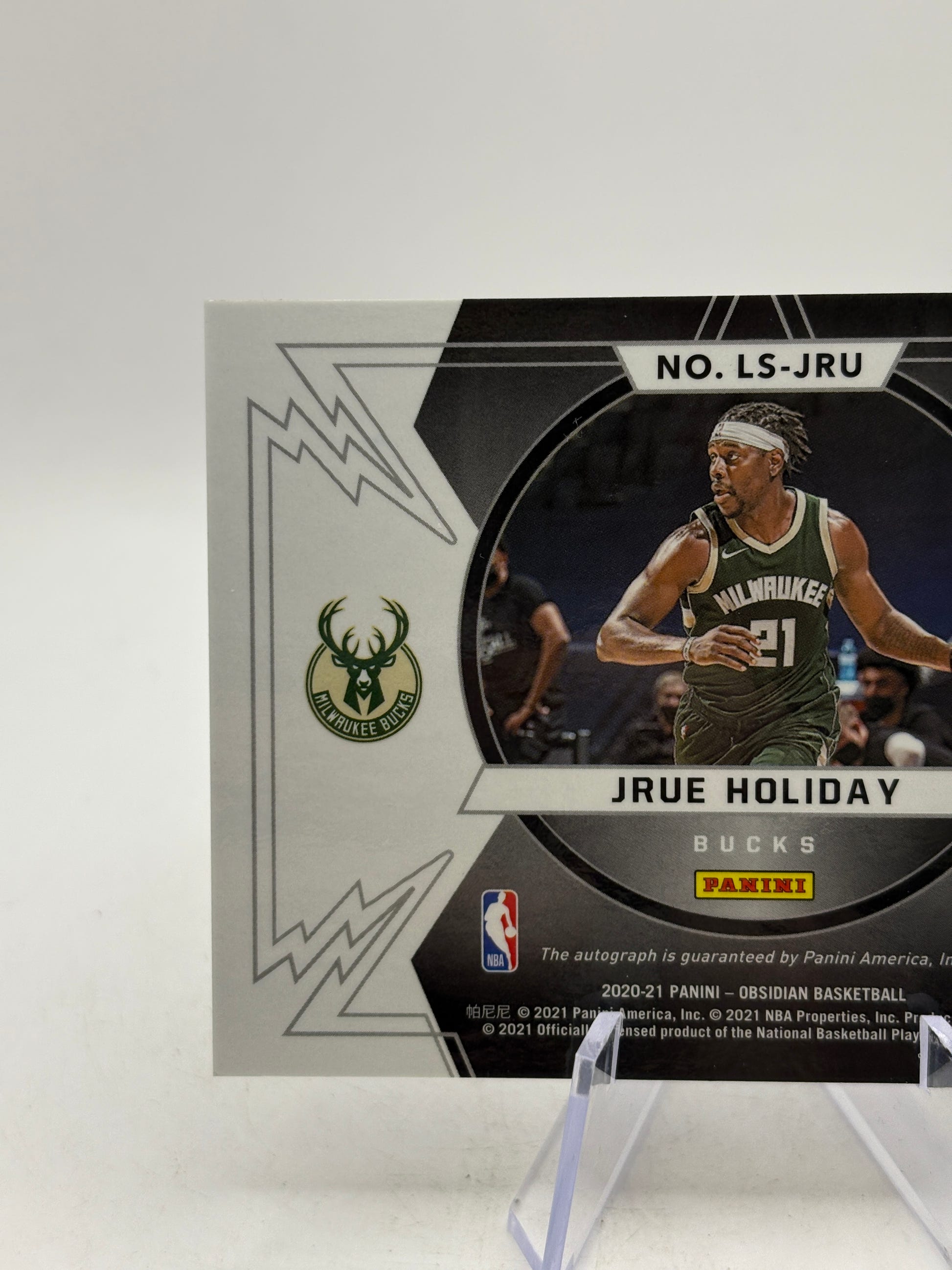 2020-21 Panini Obsidian Basketball LS-JRU Jrue Holiday Auto /99 image 3