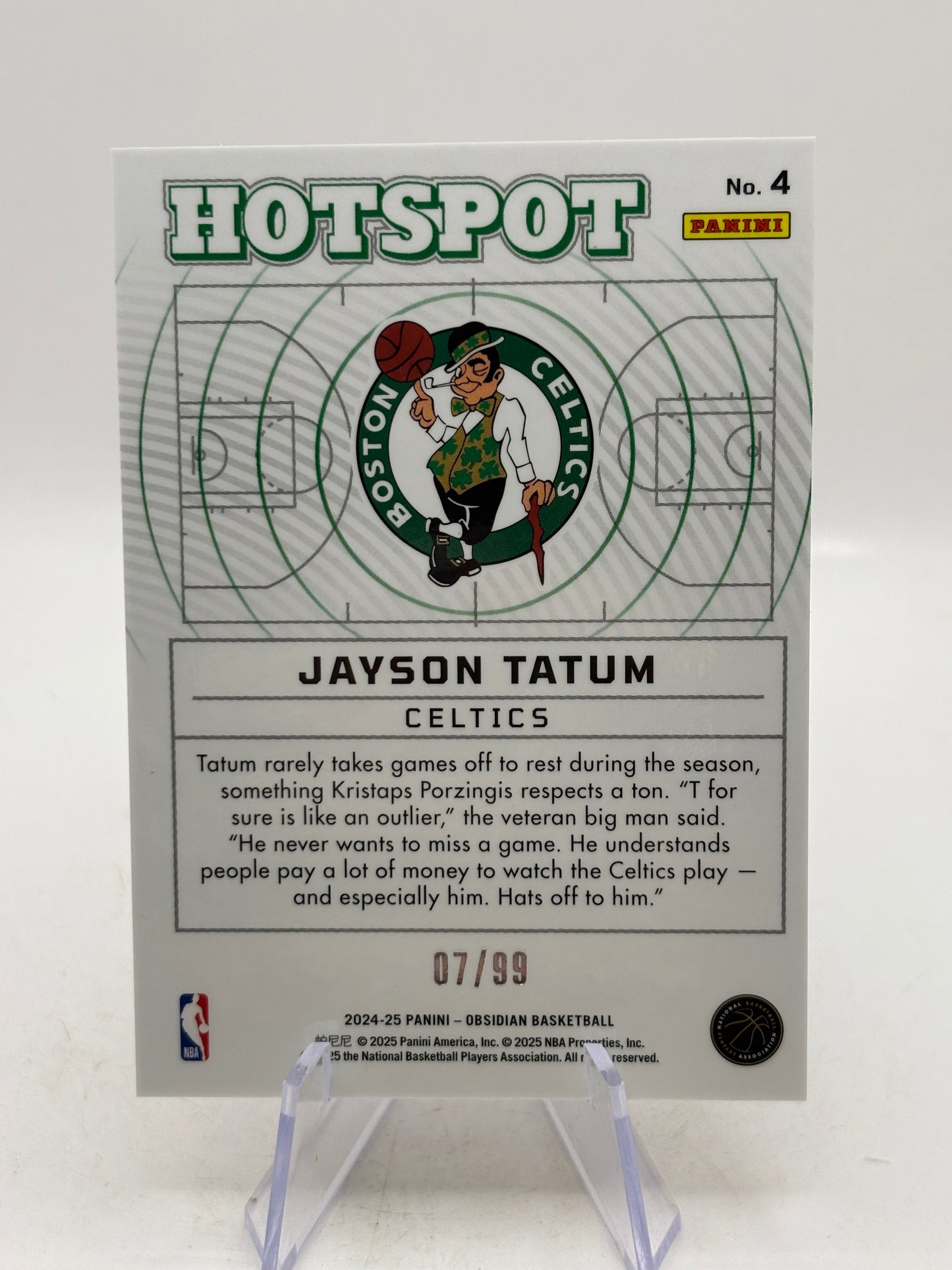 Jayson Tatum 2024-25 Panini Obsidian /99 Hotspot Orange Celtics #4