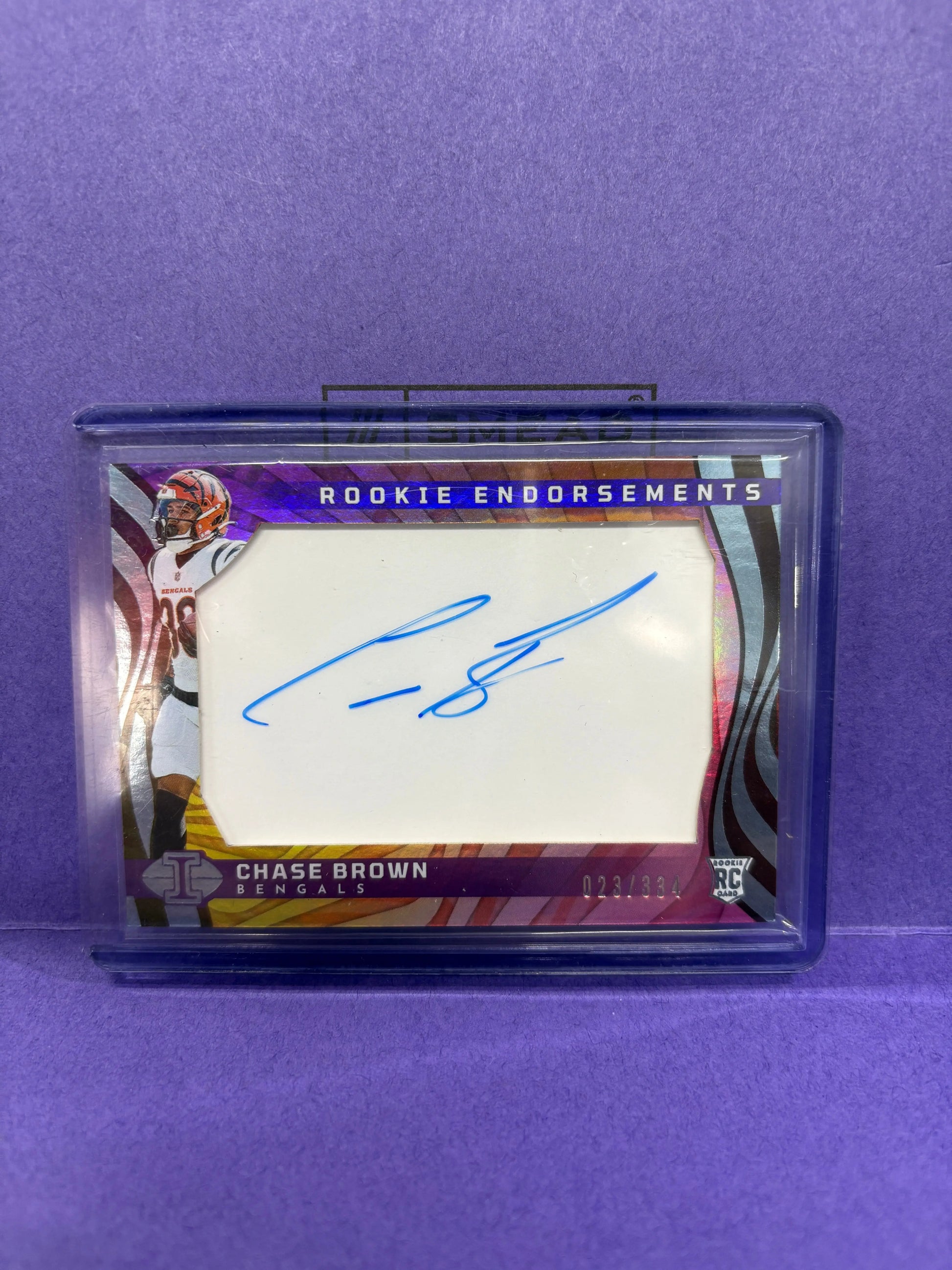 2023 Panini Illusions - Rookie Endorsements #RE-CBN Chase Brown /334 (AU, RC) FRENLY BRICKS - Open 7 Days