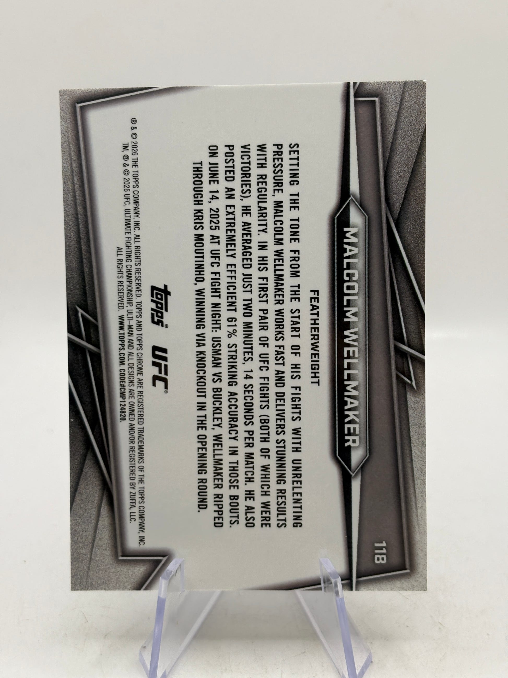 Topps Chrome 2026 UFC Malcom Wellmaker 10/10 Black Shimmer image 4