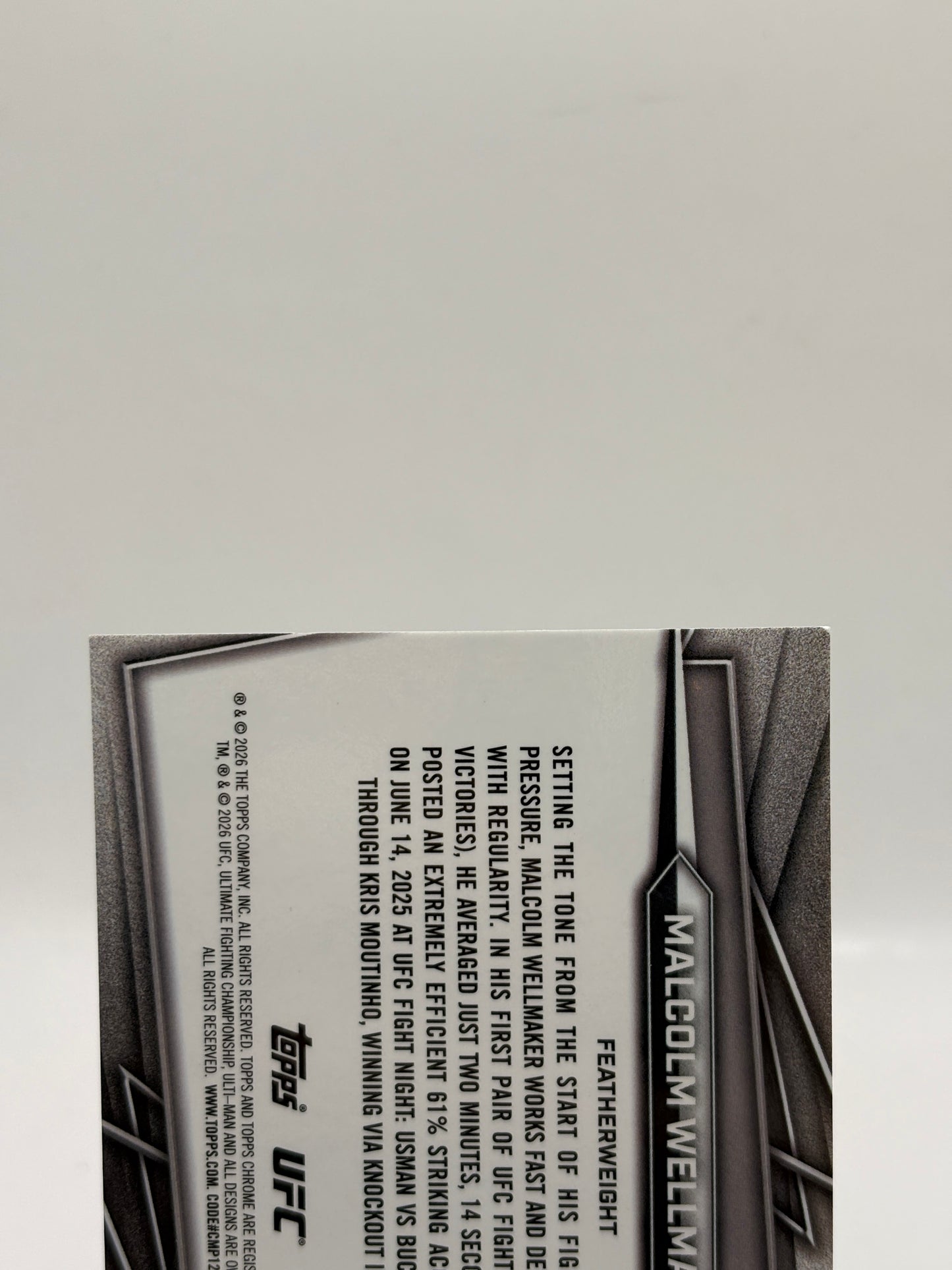 Topps Chrome 2026 UFC Malcom Wellmaker 10/10 Black Shimmer