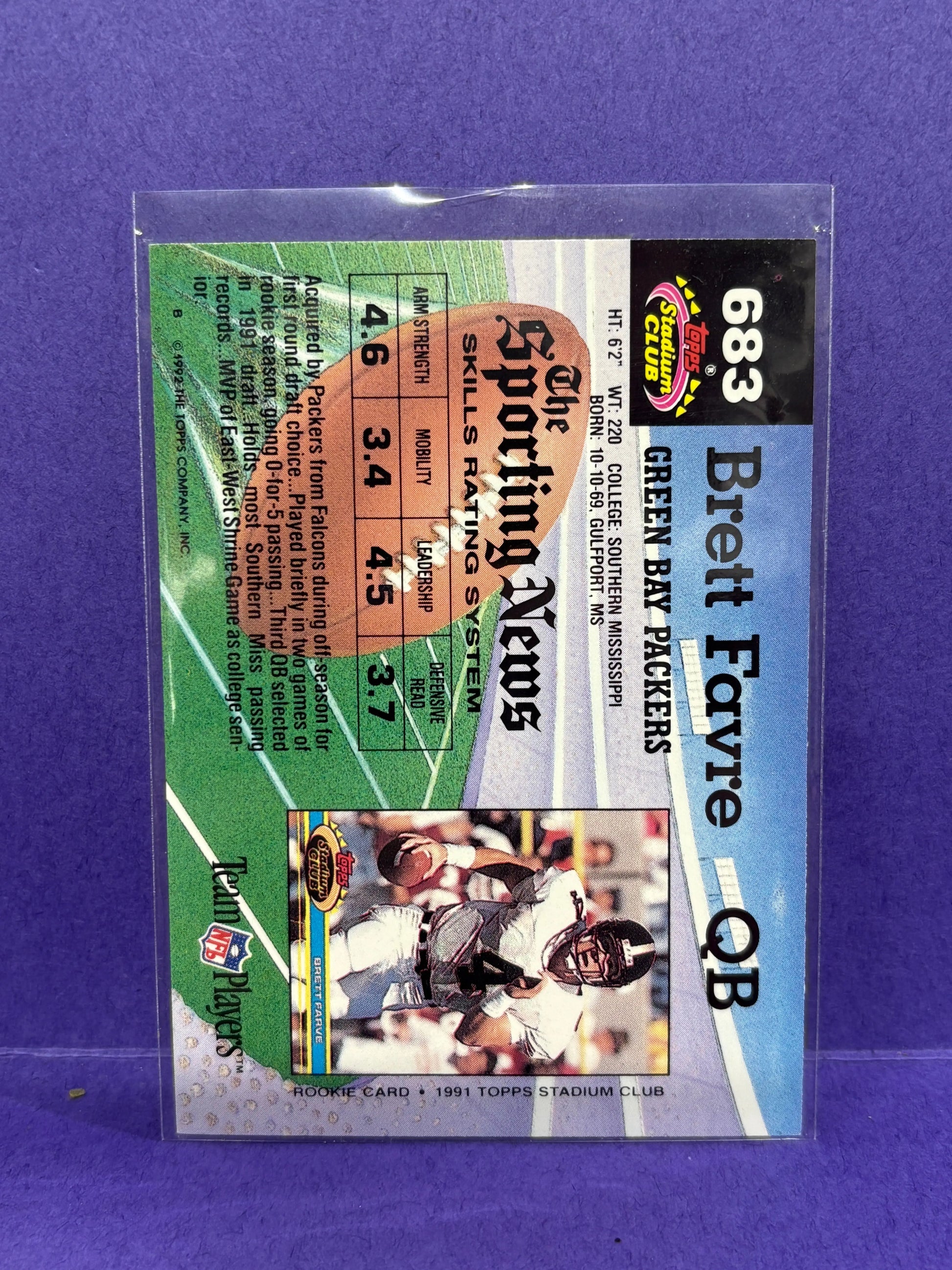 1992 Topps Stadium Club BRETT FAVRE RC Rookie Card #683 Packers FRENLY BRICKS - Open 7 Days