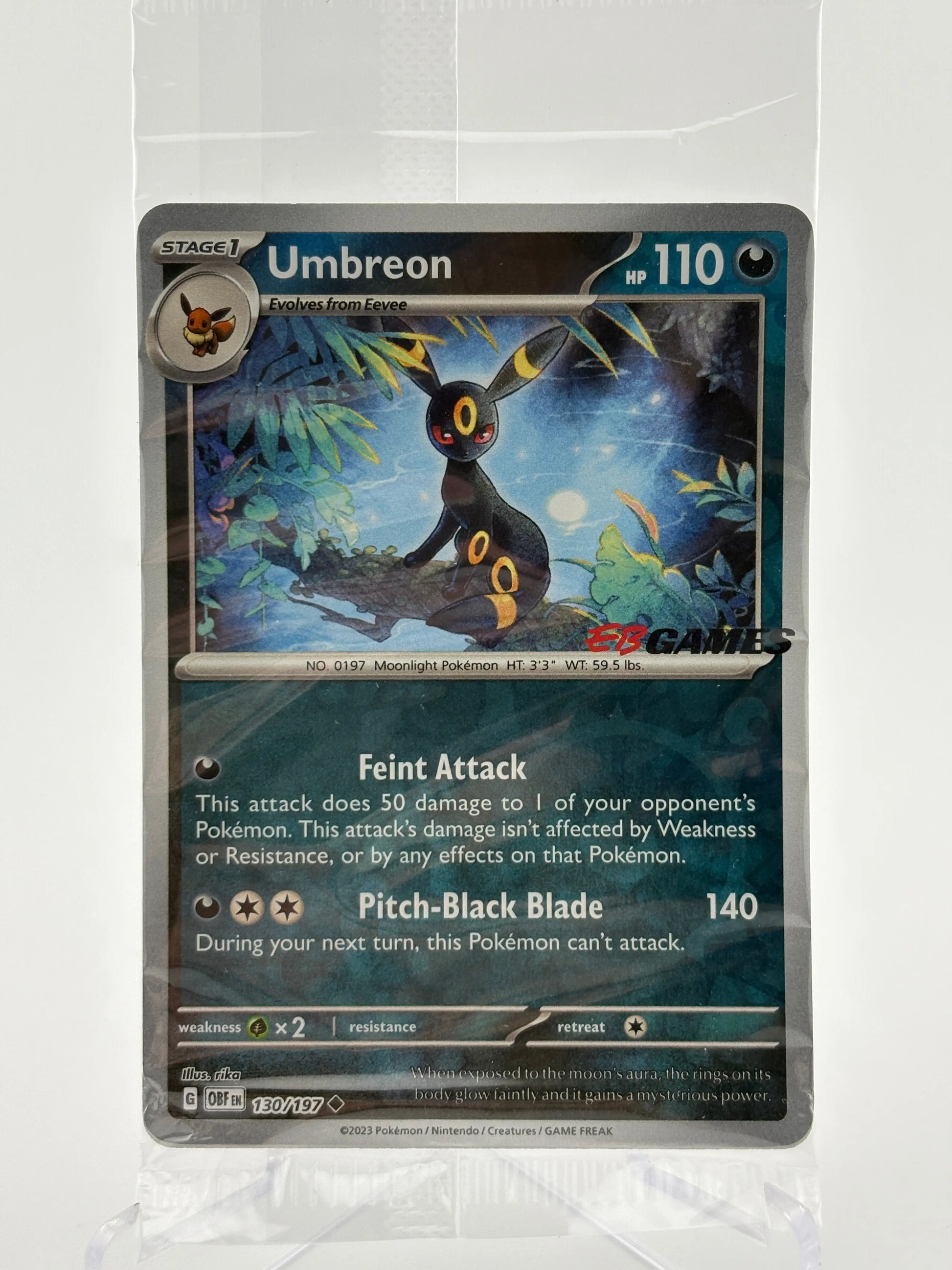 Pokemon TCG Obsidian Flames - Umbreon 130/197 EB Games Stamped Promo Sealed FRENLY BRICKS - Open 7 Days
