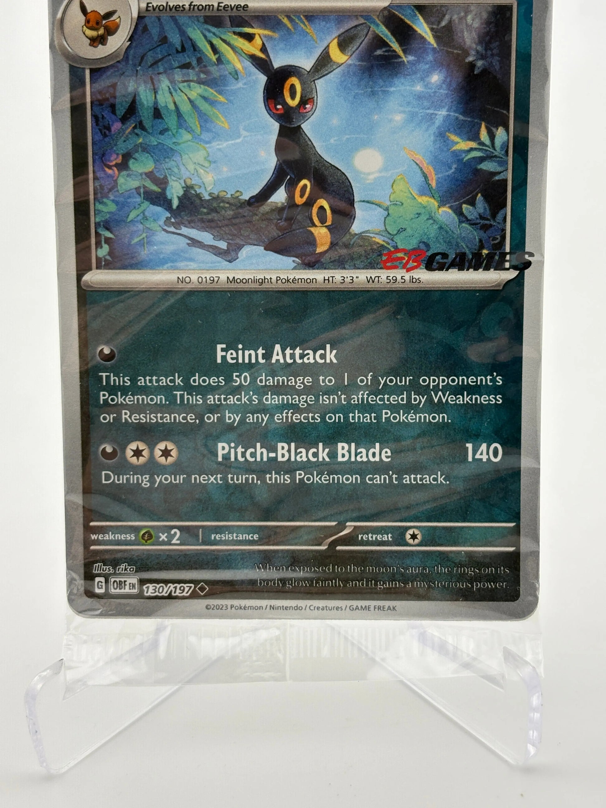 Pokemon TCG Obsidian Flames - Umbreon 130/197 EB Games Stamped Promo Sealed FRENLY BRICKS - Open 7 Days