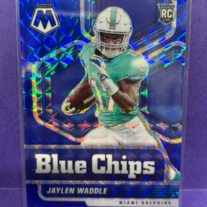 2021 Panini Mosaic Jaylen Waddle #8 Blue Chip Blue Prizm /99 Rookie Card RC FRENLY BRICKS - Open 7 Days