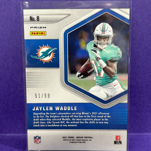 2021 Panini Mosaic Jaylen Waddle #8 Blue Chip Blue Prizm /99 Rookie Card RC FRENLY BRICKS - Open 7 Days