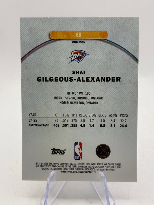 Shai Gilgeous-Alexander 2025-26 Topps Finest Common Purple X-Fractor /99 Thunder FRENLY BRICKS - Open 7 Days