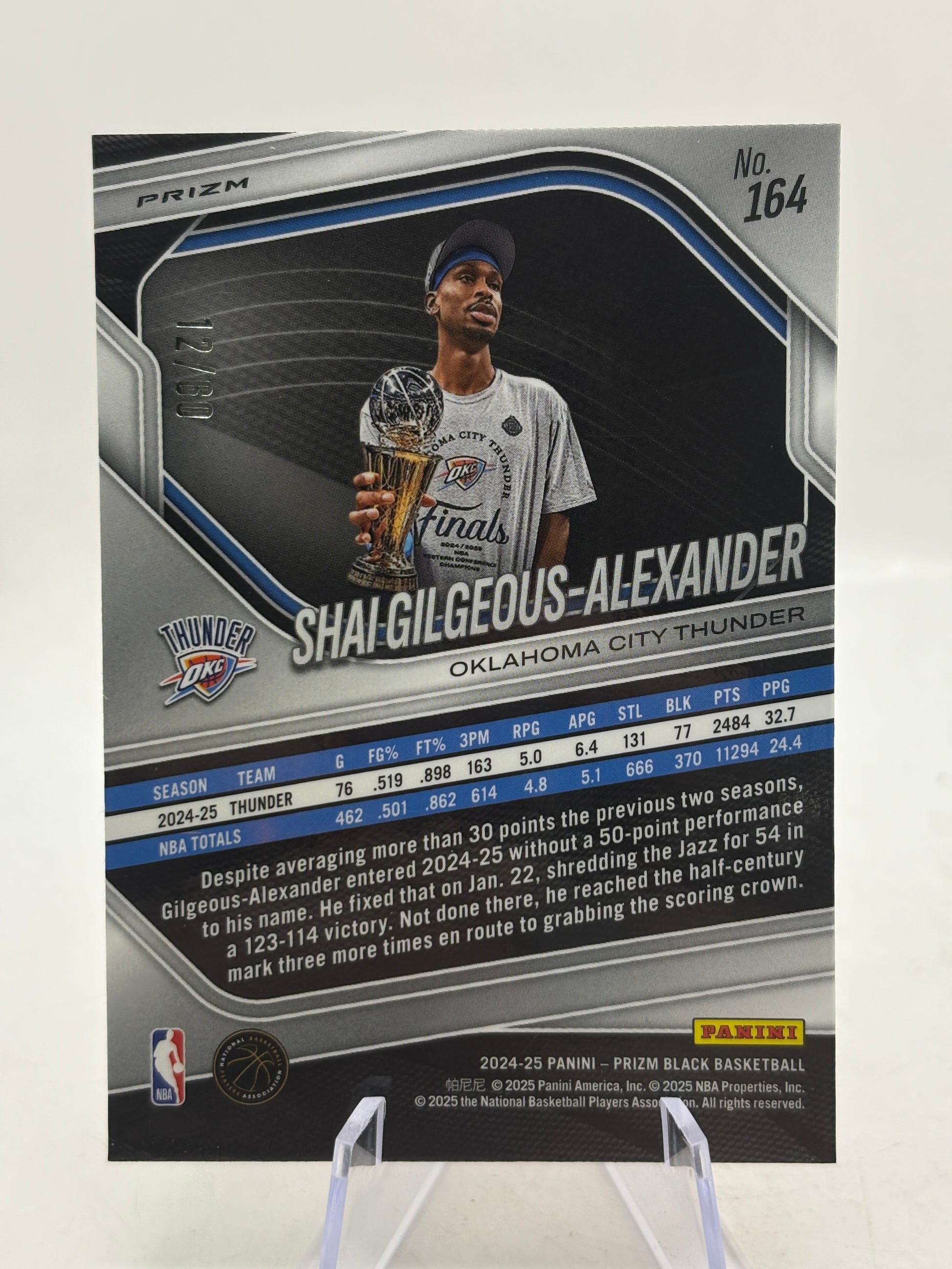 Shai Gilgeous-Alexander 2024-25 Panini Prizm Black #164 Orange Wave #12/60 FRENLY BRICKS - Open 7 Days image 2