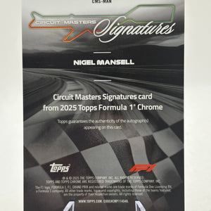 2025 Topps Chrome F1 Nigel Mansell Circuit Masters Signature Auto Gold /50 FRENLY BRICKS - Open 7 Days