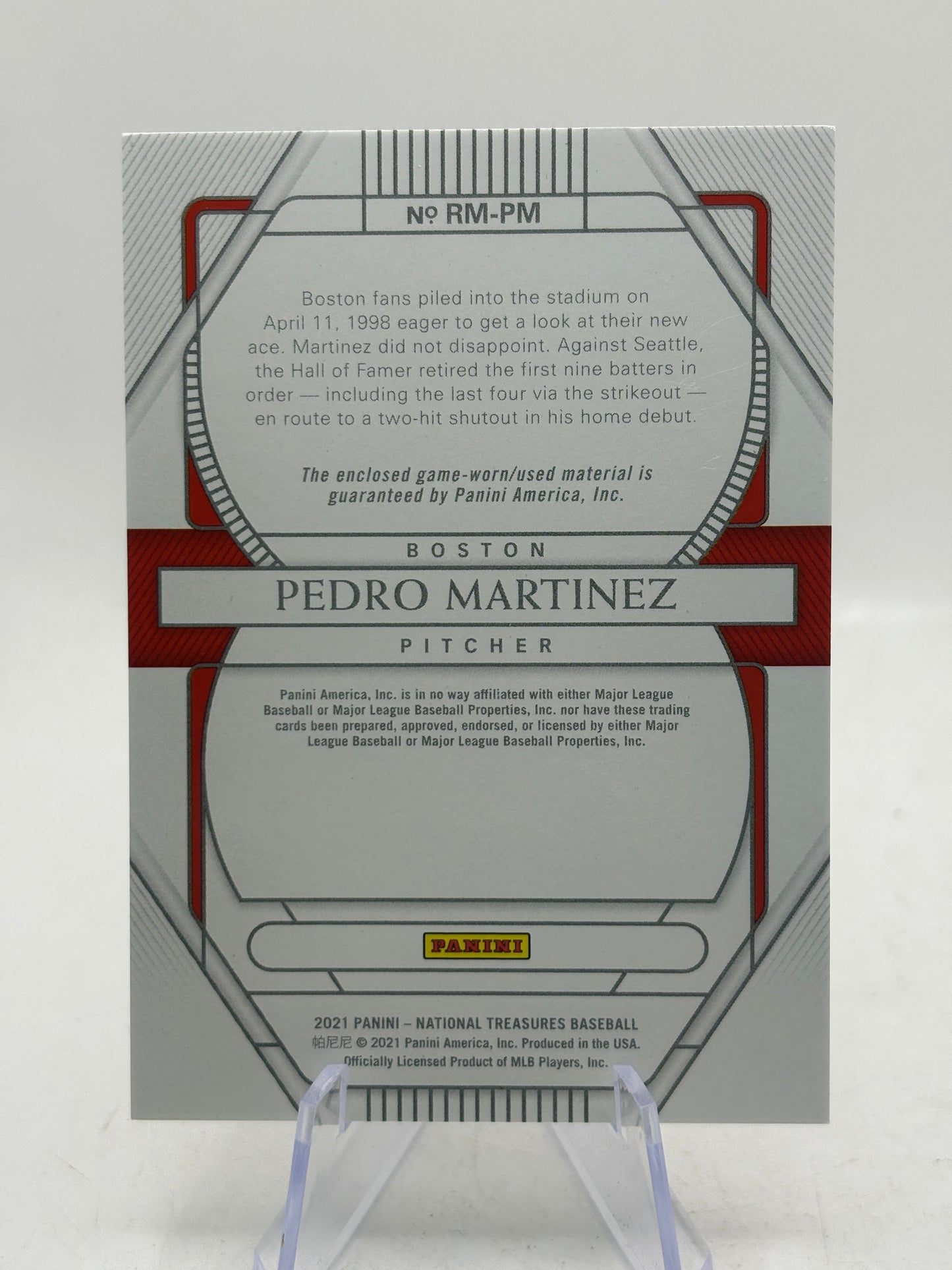 2021 Panini National Treasures Pedro Martinez Retro Materials /10 FRENLY BRICKS - Open 7 Days