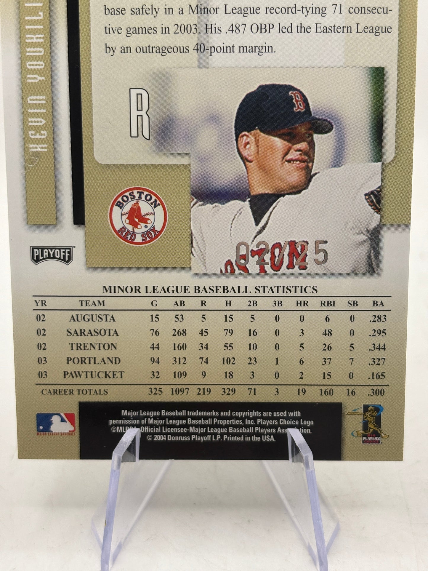 2004 Playoff Prestige Xtra Bases Black /25 Kevin Youkilis #32 Auto FRENLY BRICKS - Open 7 Days