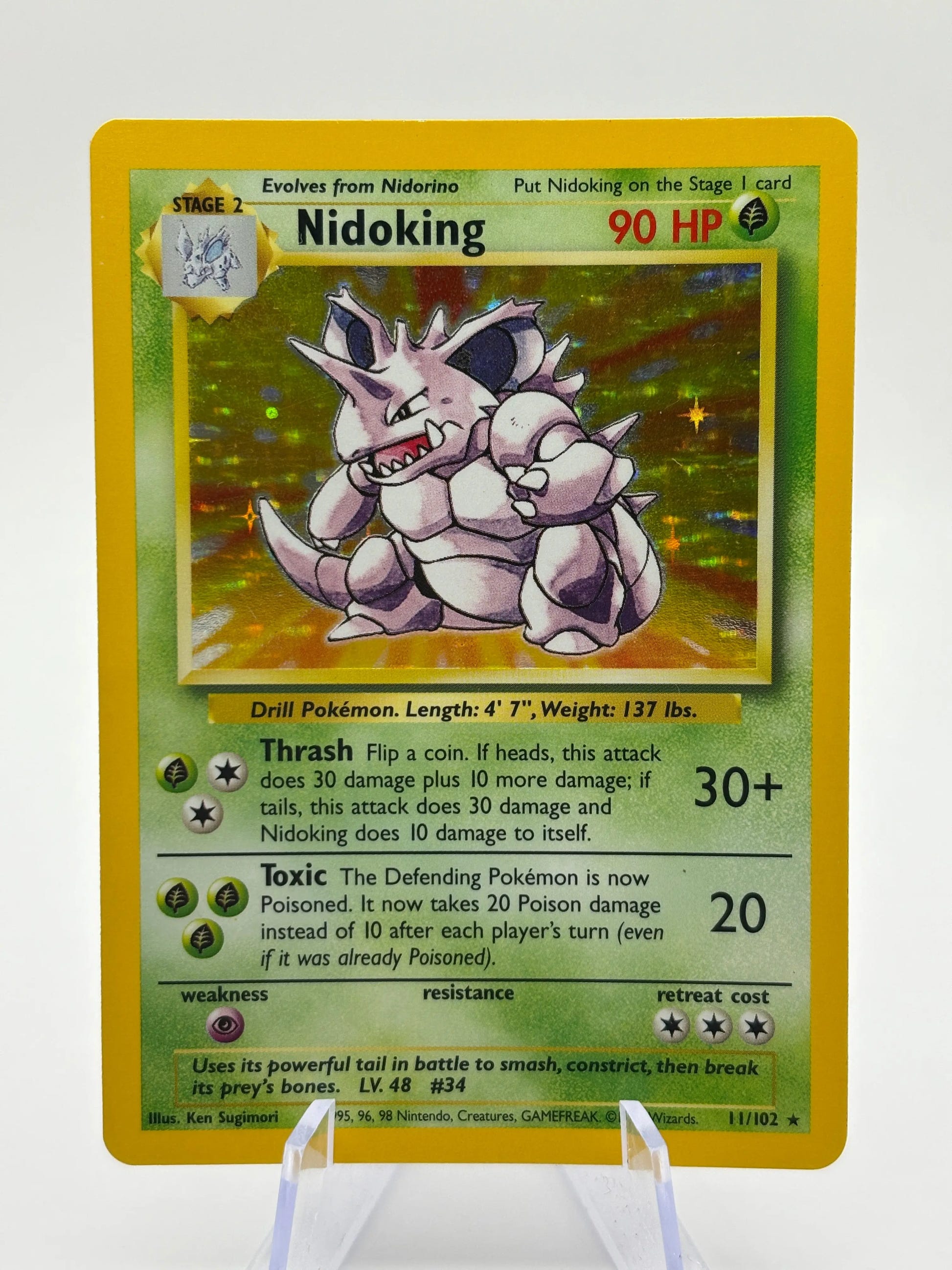Pokémon TCG WOTC Base Set - Nidoking 11/102 Rare Holo MP image 1