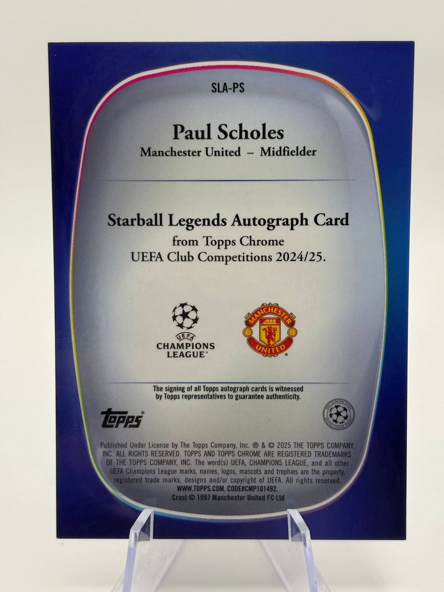 Topps Chrome 2024-25 UEFA Club - Paul Scholes Auto SLA-PS /10 Purple FRENLY BRICKS - Open 7 Days
