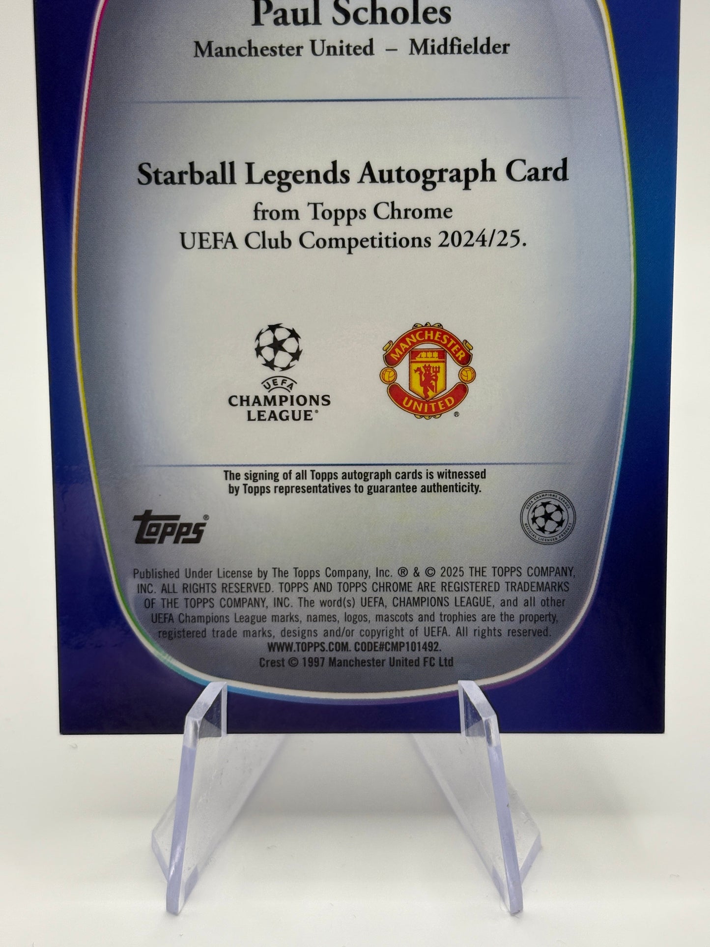 Topps Chrome 2024-25 UEFA Club - Paul Scholes Auto SLA-PS /10 Purple FRENLY BRICKS - Open 7 Days