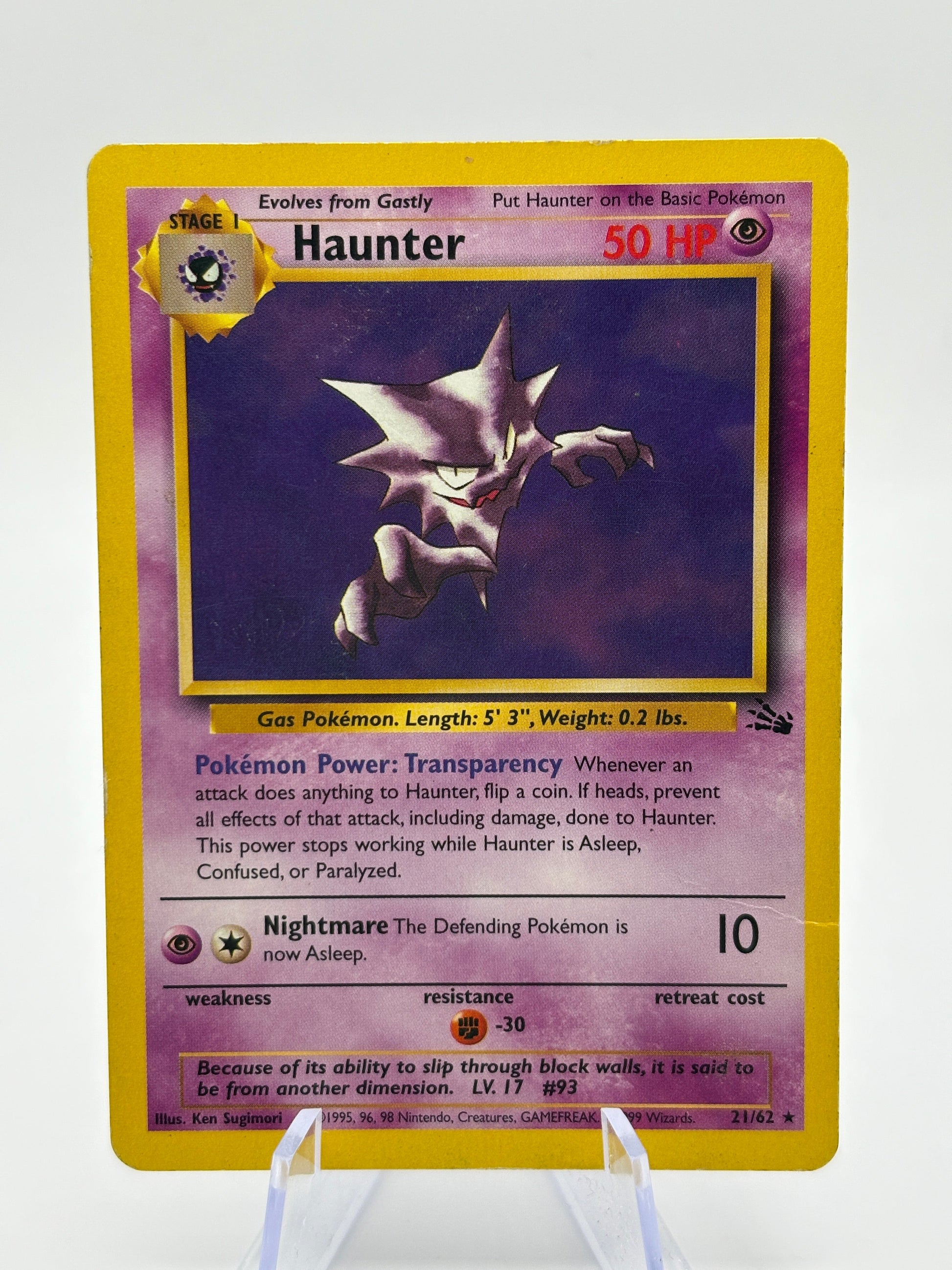 Pokemon TCG WOTC Fossil - Haunter 21/62 Rare Non Holo MP FRENLY BRICKS - Open 7 Days