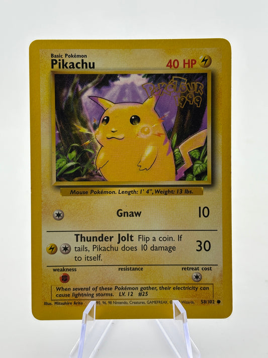 Pokemon TCG WOTC Base Set - Pikachu 58/102 Common Poketour LP FRENLY BRICKS - Open 7 Days