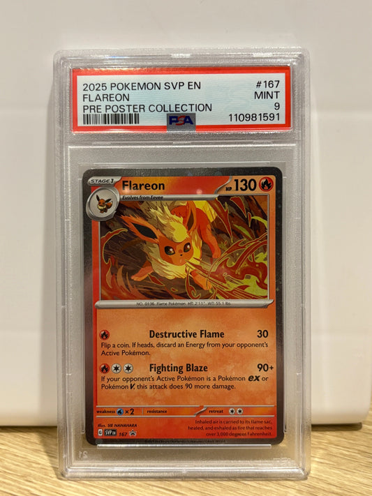 2025 Pokemon Prismatic Poster Collection Promo Flareon SVP167 PSA 9 (1) FRENLY BRICKS - Open 7 Days