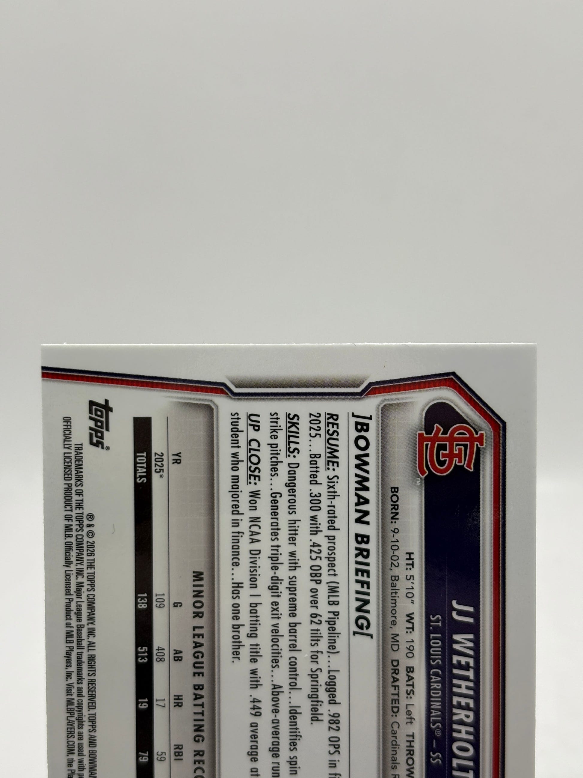 2026 Bowman Chrome JJ Wetherholt Green Geometric /99 #BCP-115 CARDINALS FRENLY BRICKS - Open 7 Days image 3