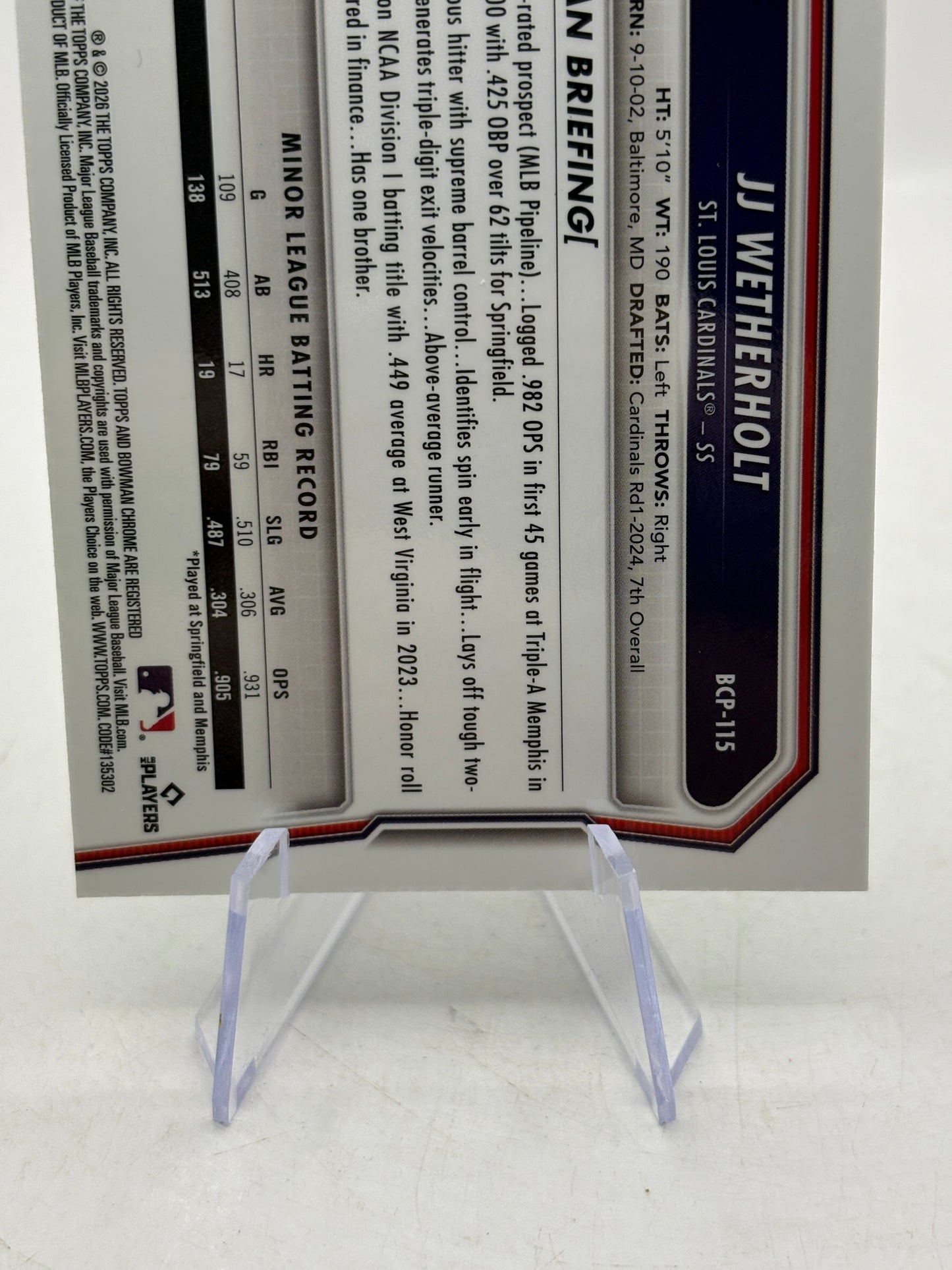 2026 Bowman Chrome JJ Wetherholt Green Geometric /99 #BCP-115 CARDINALS FRENLY BRICKS - Open 7 Days