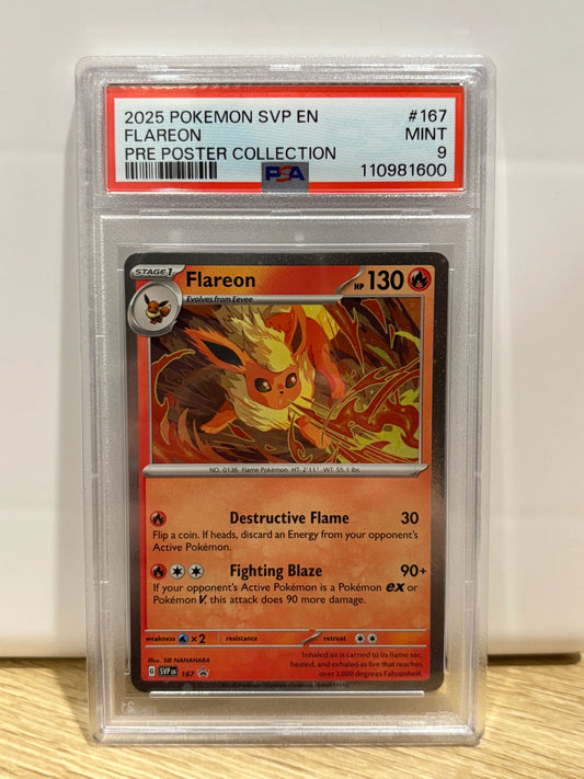 2025 Pokemon Prismatic Poster Collection Promo Flareon SVP167 PSA 9 (3) FRENLY BRICKS - Open 7 Days