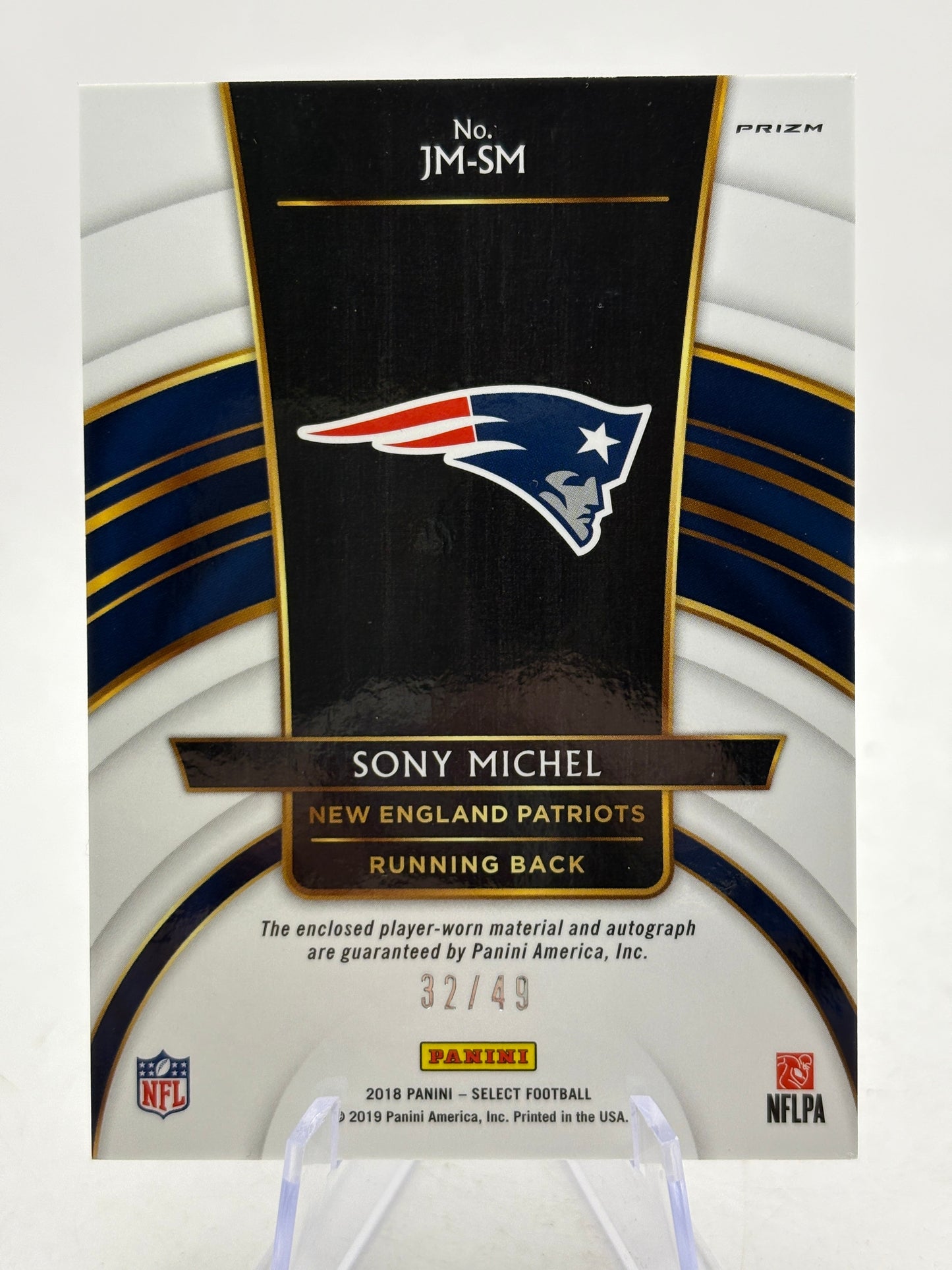 2018 Panini Select Football - Sony Michel Rookie Patch Auto /49 Silver #JM-SM FRENLY BRICKS - Open 7 Days