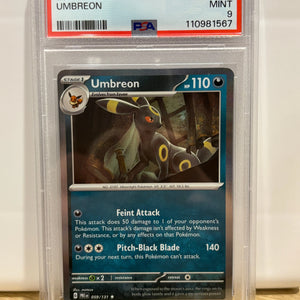 2025 Pokemon Prismatic Evolutions Umbreon 059/131 Holo PSA 9 (1) FRENLY BRICKS - Open 7 Days