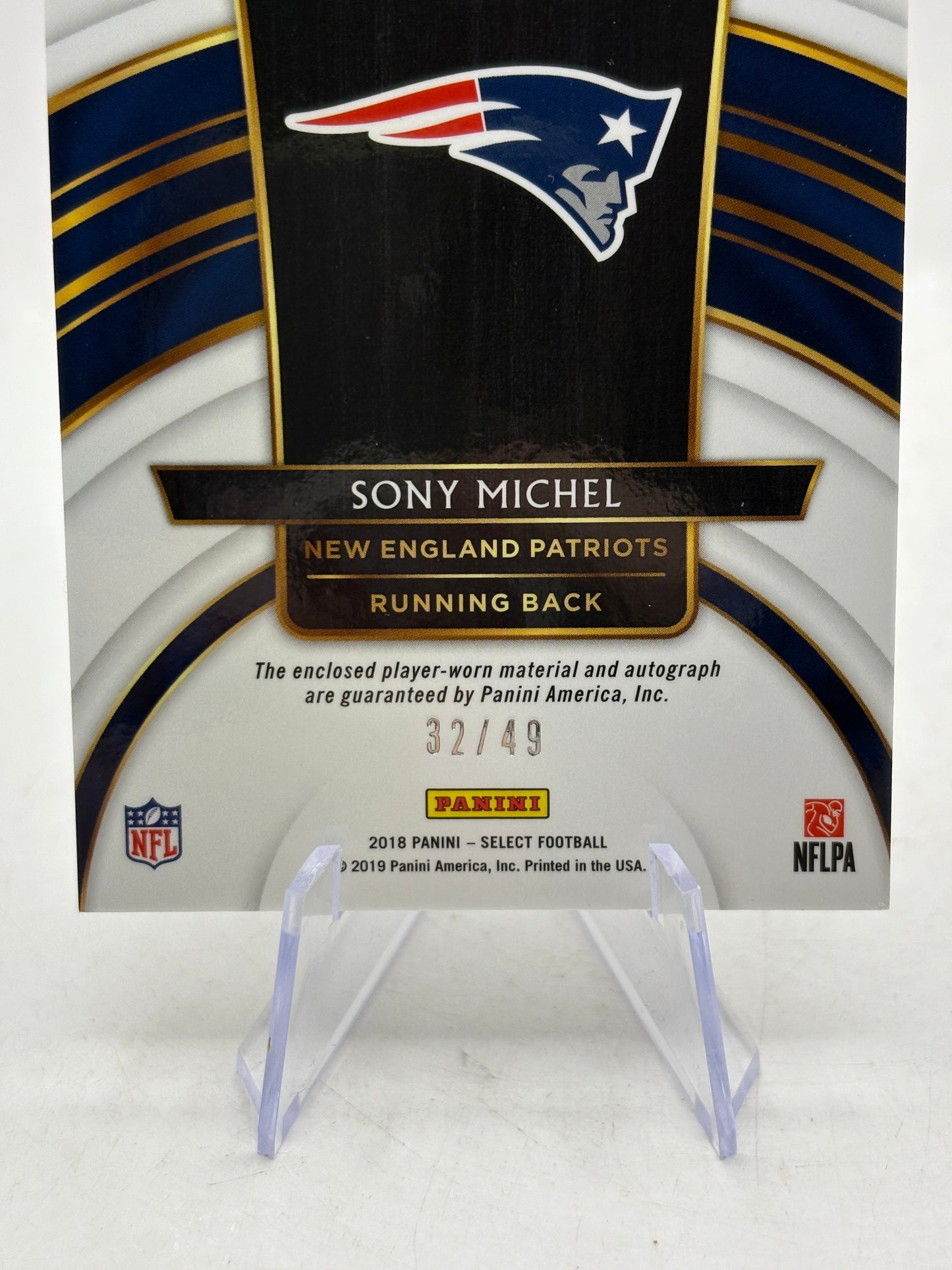 2018 Panini Select Football - Sony Michel Rookie Patch Auto /49 Silver #JM-SM FRENLY BRICKS - Open 7 Days