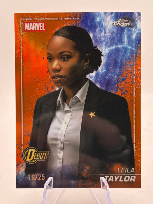 2025 Topps Chrome Marvel Studios Orange Snap Refractor S-174 | Leila Taylor #/25 FRENLY BRICKS - Open 7 Days