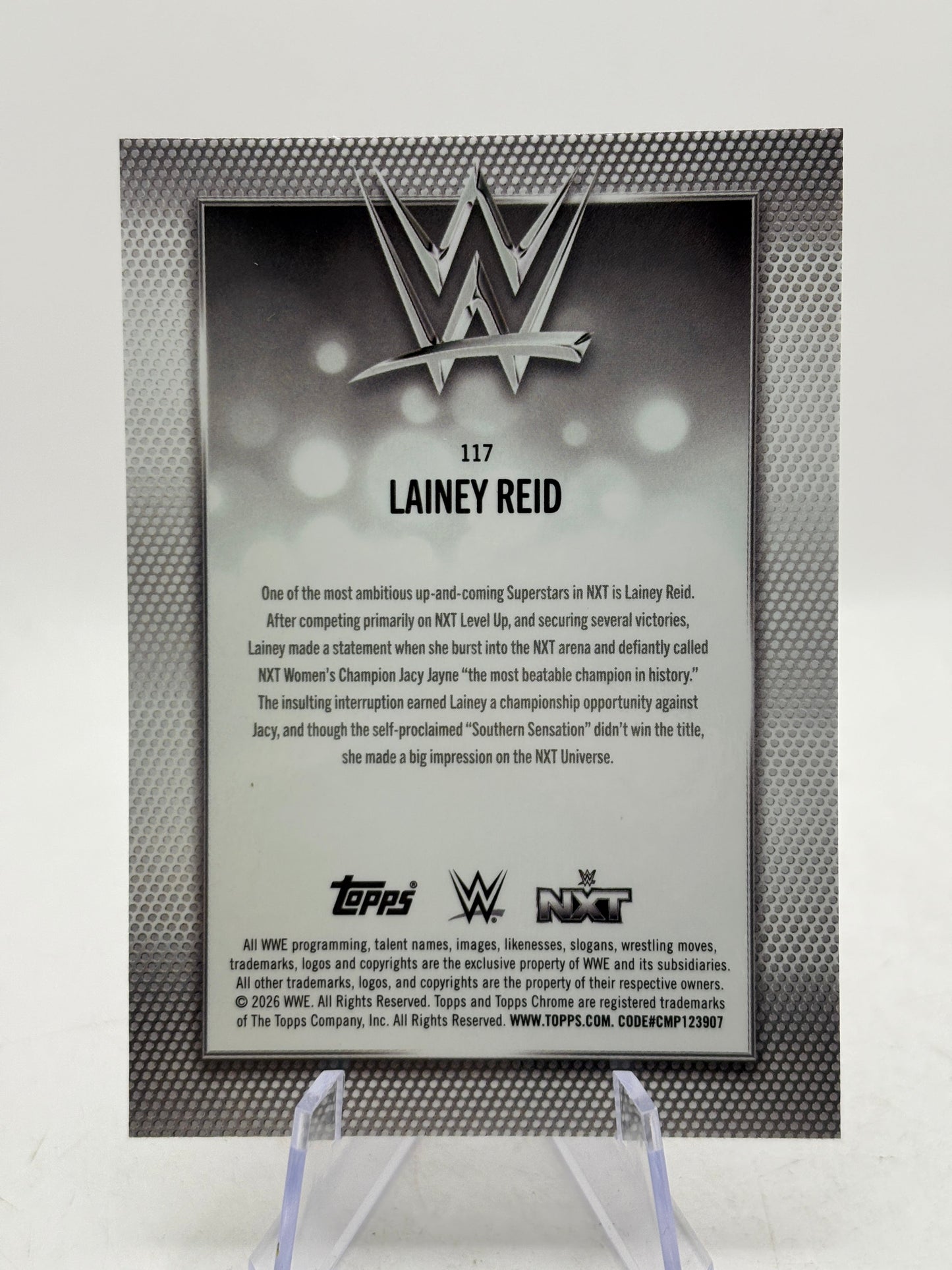 Lainey Reid 2026 Topps Chrome WWE Purple Refractor Parallel /75 Rookie Card NXT FRENLY BRICKS - Open 7 Days