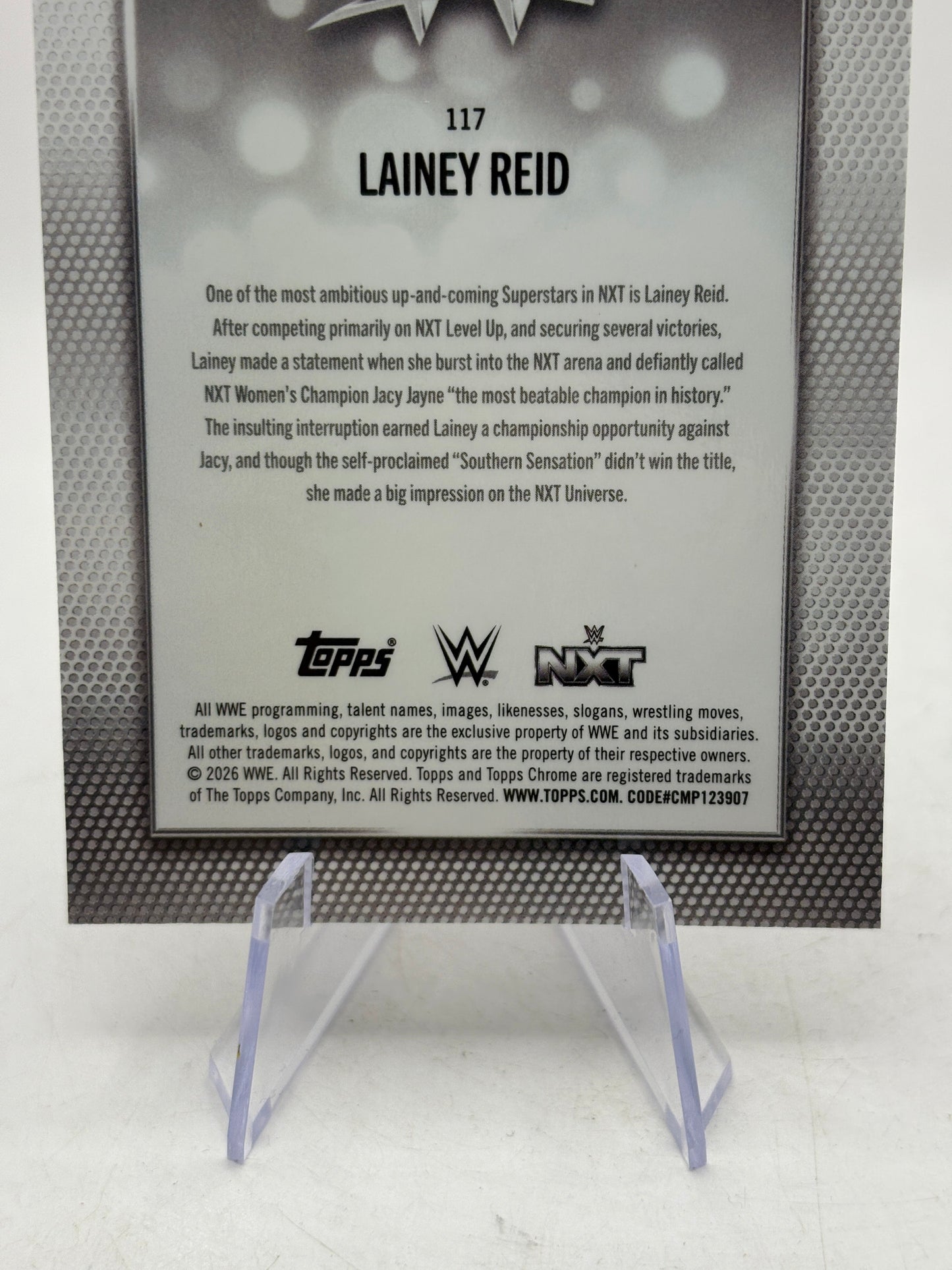 Lainey Reid 2026 Topps Chrome WWE Purple Refractor Parallel /75 Rookie Card NXT FRENLY BRICKS - Open 7 Days