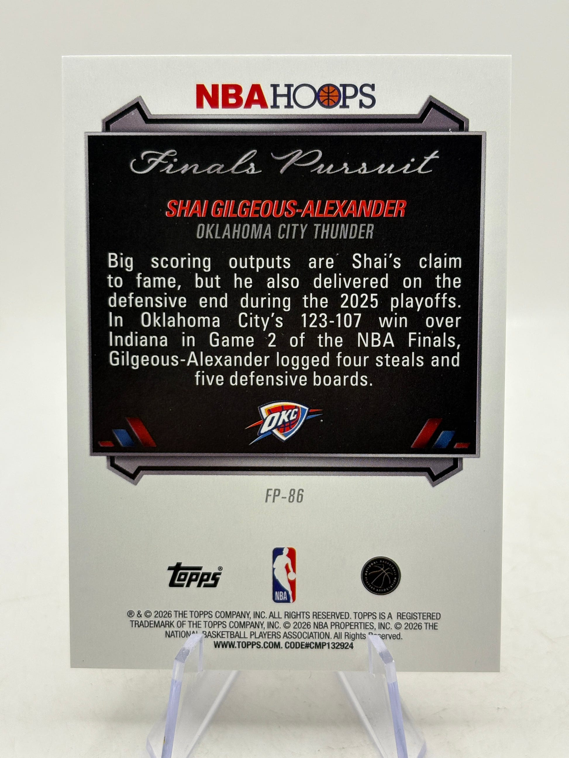 2025-26 Topps Hoops Finals Pursuit Shai Gilgeous-Alexander #FP-86 SP FRENLY BRICKS - Open 7 Days image 2