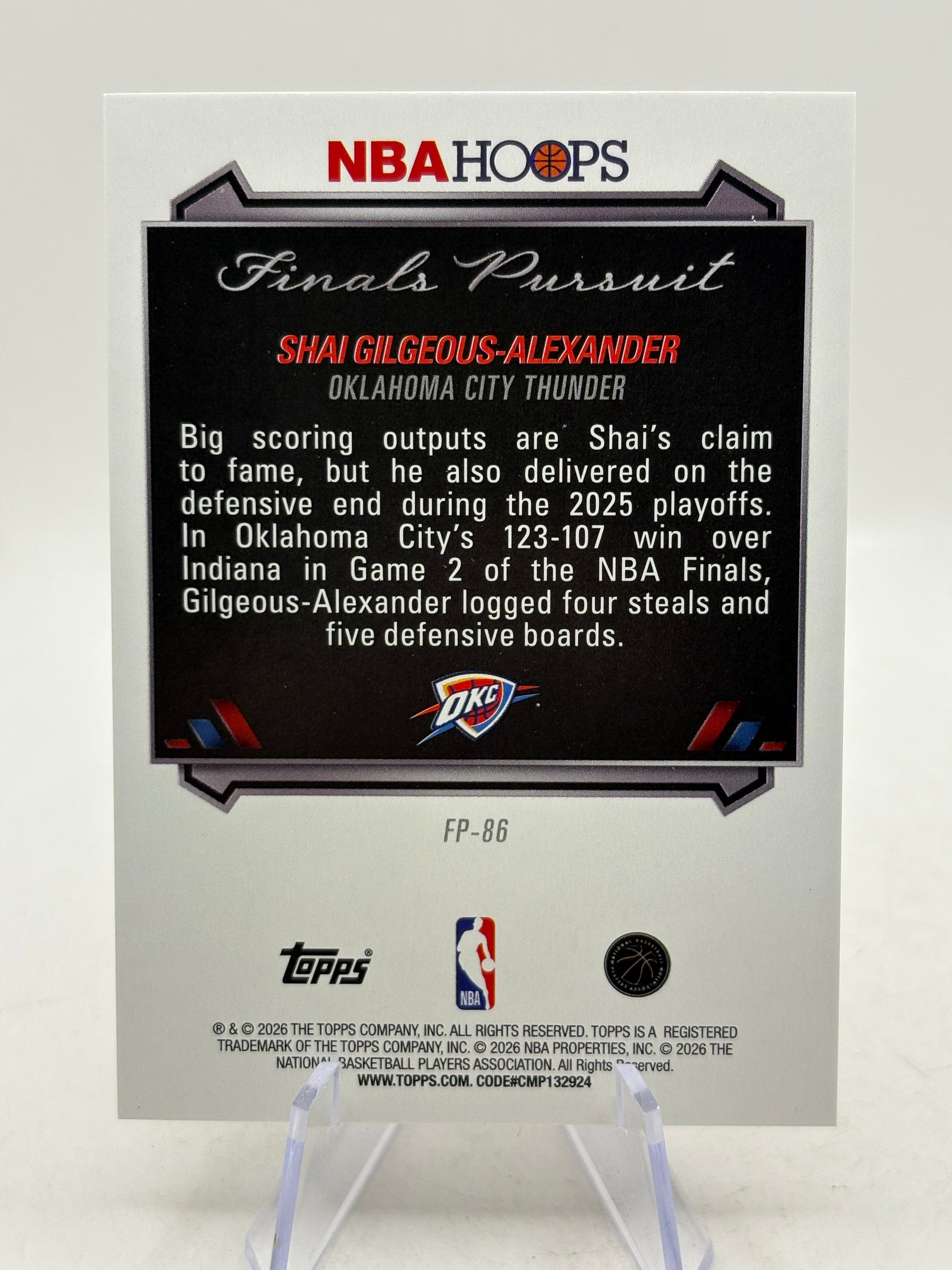 2025-26 Topps Hoops Finals Pursuit Shai Gilgeous-Alexander #FP-86 SP FRENLY BRICKS - Open 7 Days