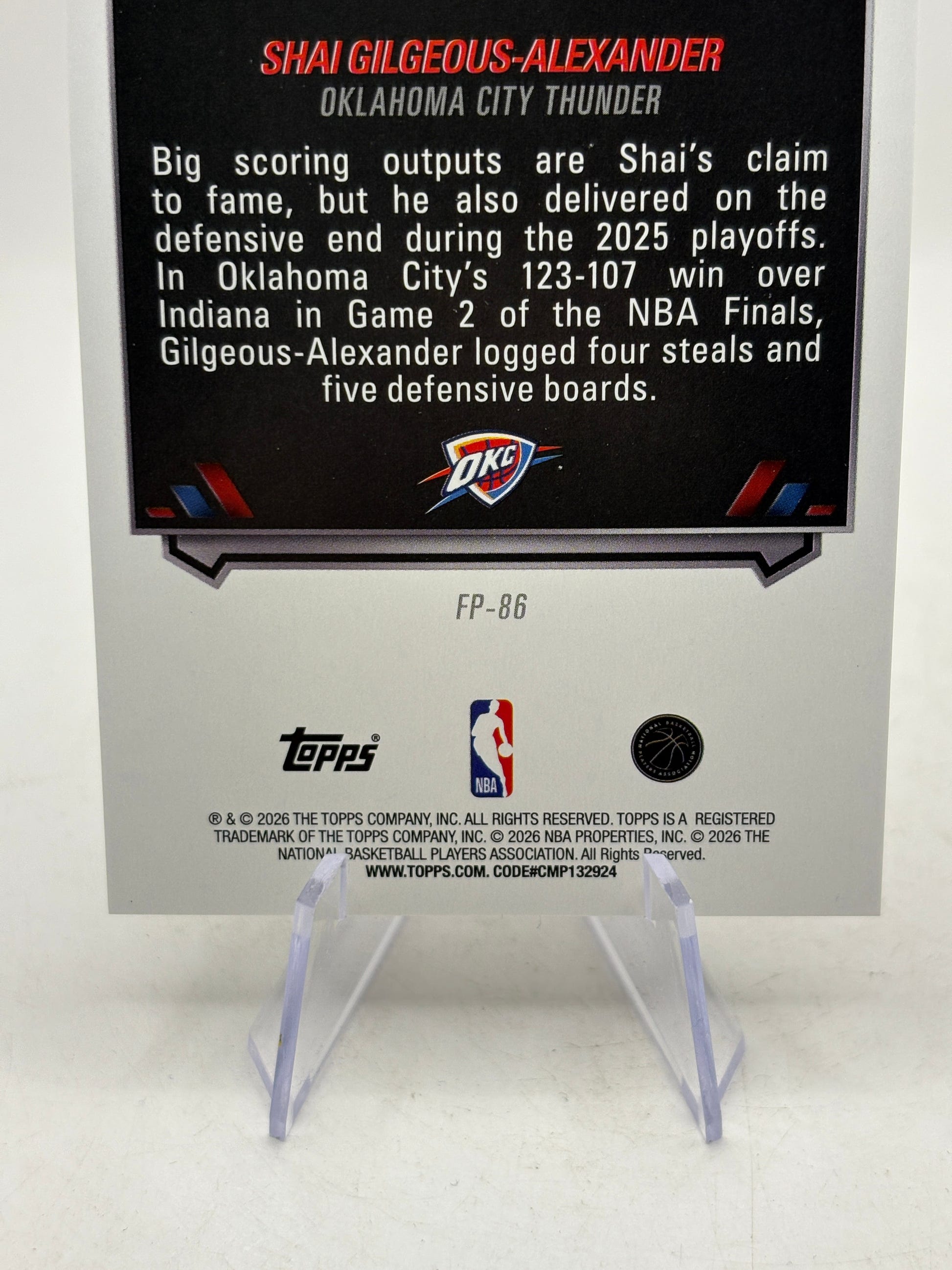 2025-26 Topps Hoops Finals Pursuit Shai Gilgeous-Alexander #FP-86 SP FRENLY BRICKS - Open 7 Days image 4