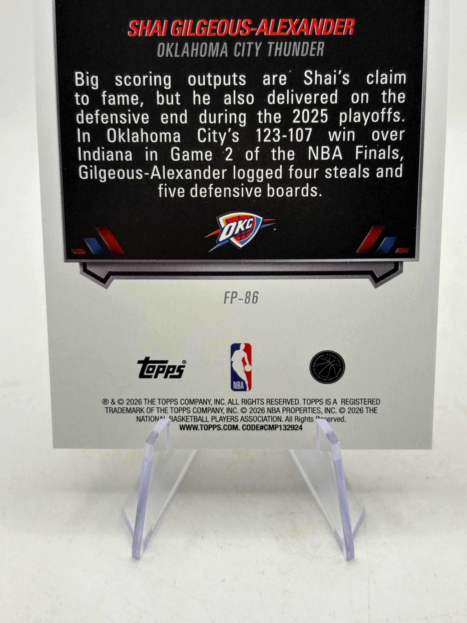 2025-26 Topps Hoops Finals Pursuit Shai Gilgeous-Alexander #FP-86 SP FRENLY BRICKS - Open 7 Days