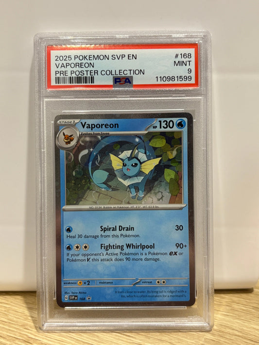 2025 Pokemon Prismatic Poster Collection Promo Vaporeon SVP168 PSA 9 FRENLY BRICKS - Open 7 Days