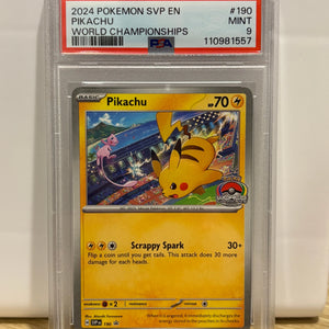 2024 Pokemon World Championships Promo Pikachu SVP190 PSA 9 (2) FRENLY BRICKS - Open 7 Days