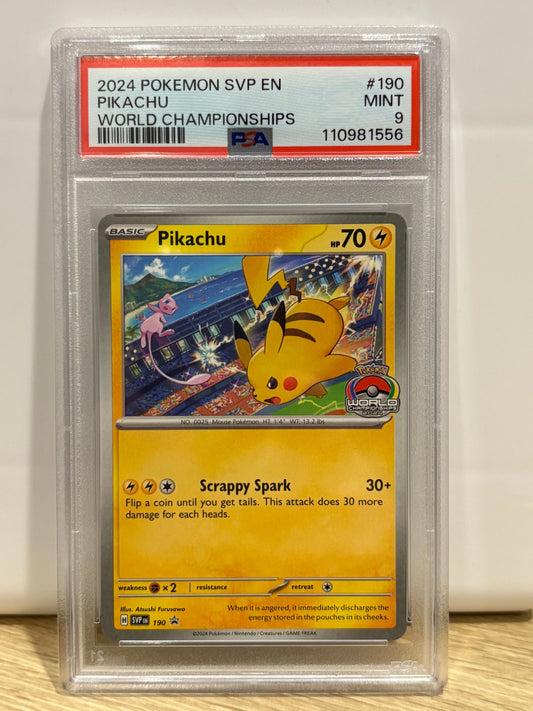 2024 Pokemon World Championships Promo Pikachu SVP190 PSA 9 (4) FRENLY BRICKS - Open 7 Days