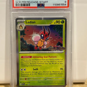 2024 Pokemon Stellar Crown Staff Pre Release Ledian SVP133 PSA 9 FRENLY BRICKS - Open 7 Days