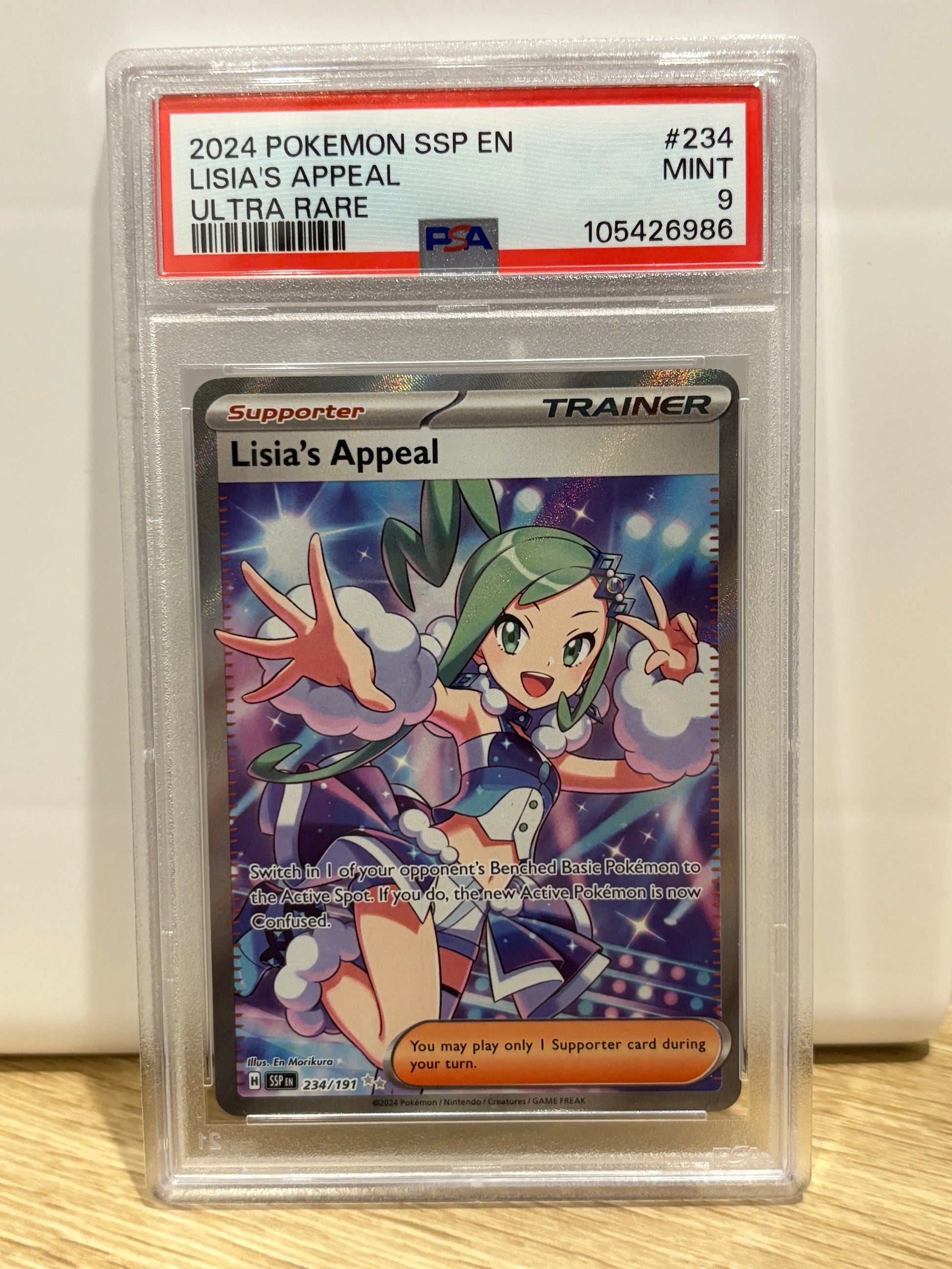 2024 Pokemon Surging Sparks Lisia’s Appeal 234/191 PSA 9 FRENLY BRICKS - Open 7 Days